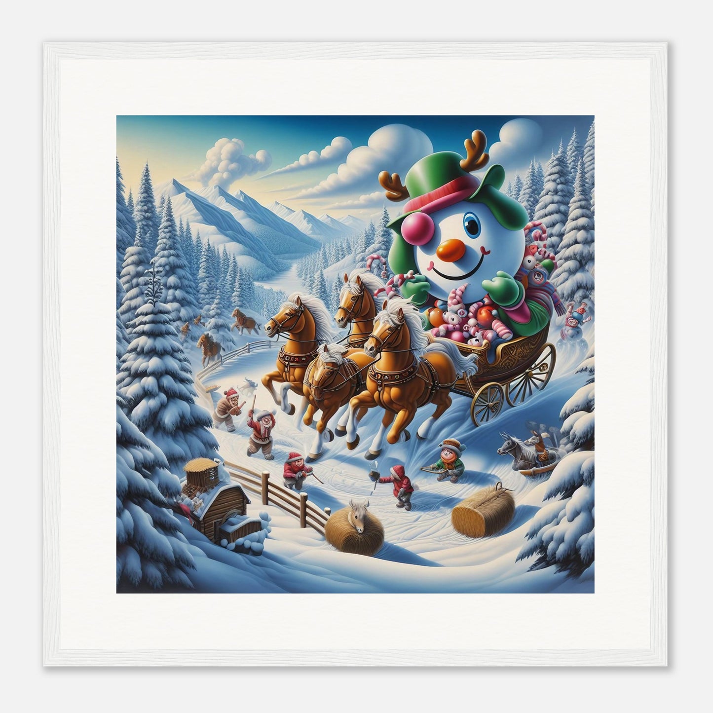 Wall Art - Winter 63 - Snowman in a carriage