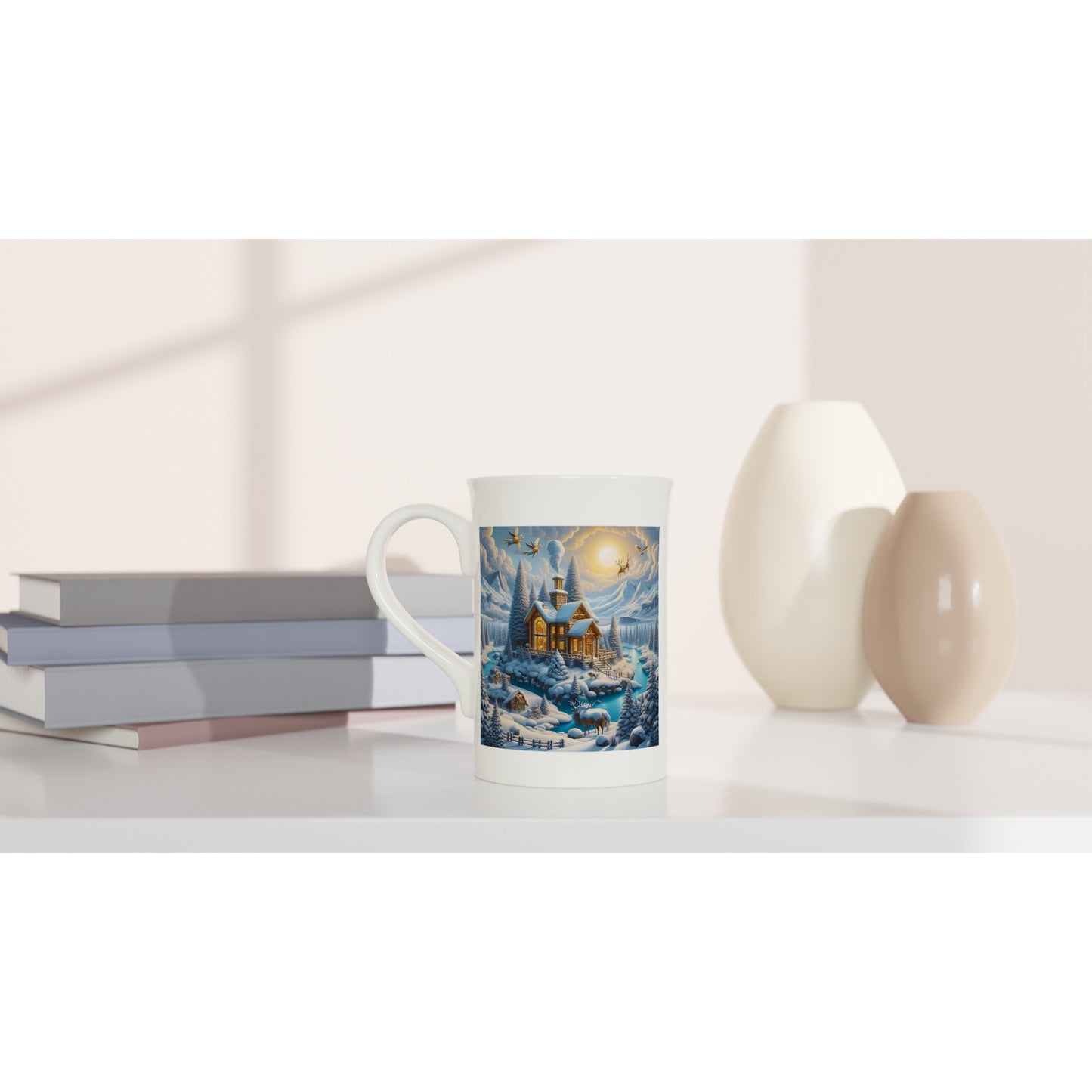 White 10oz Porcelain Slim Mug - Winter 176