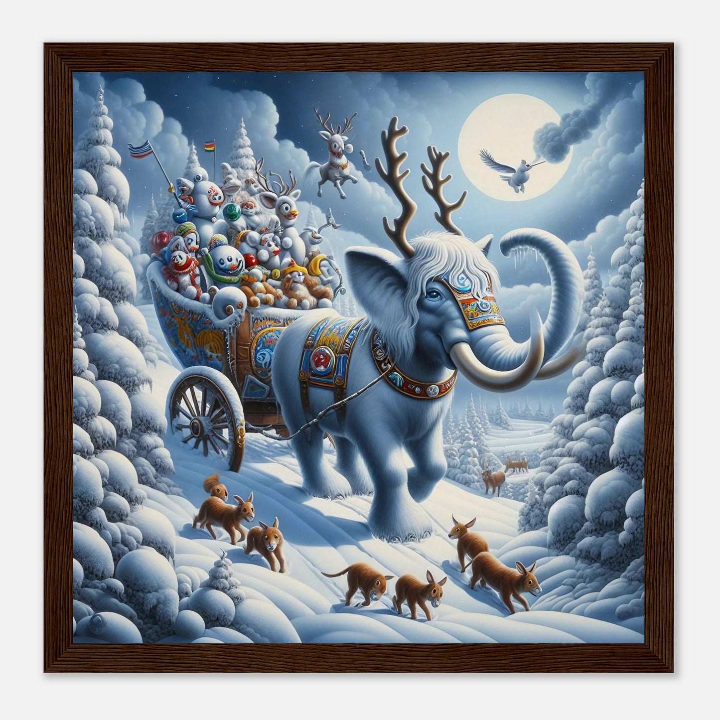 Wall art - Elephant in snow at night