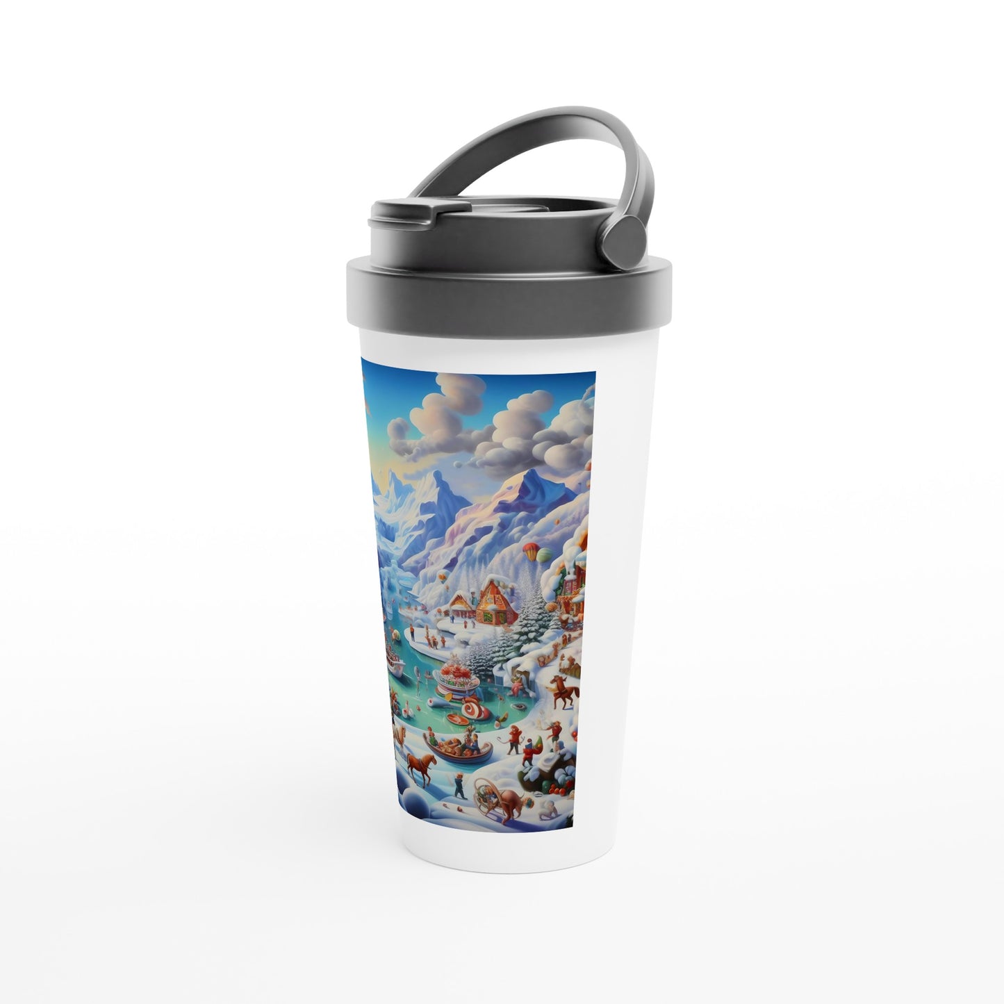 White 15oz Stainless Steel Travel Mug - Winter 169