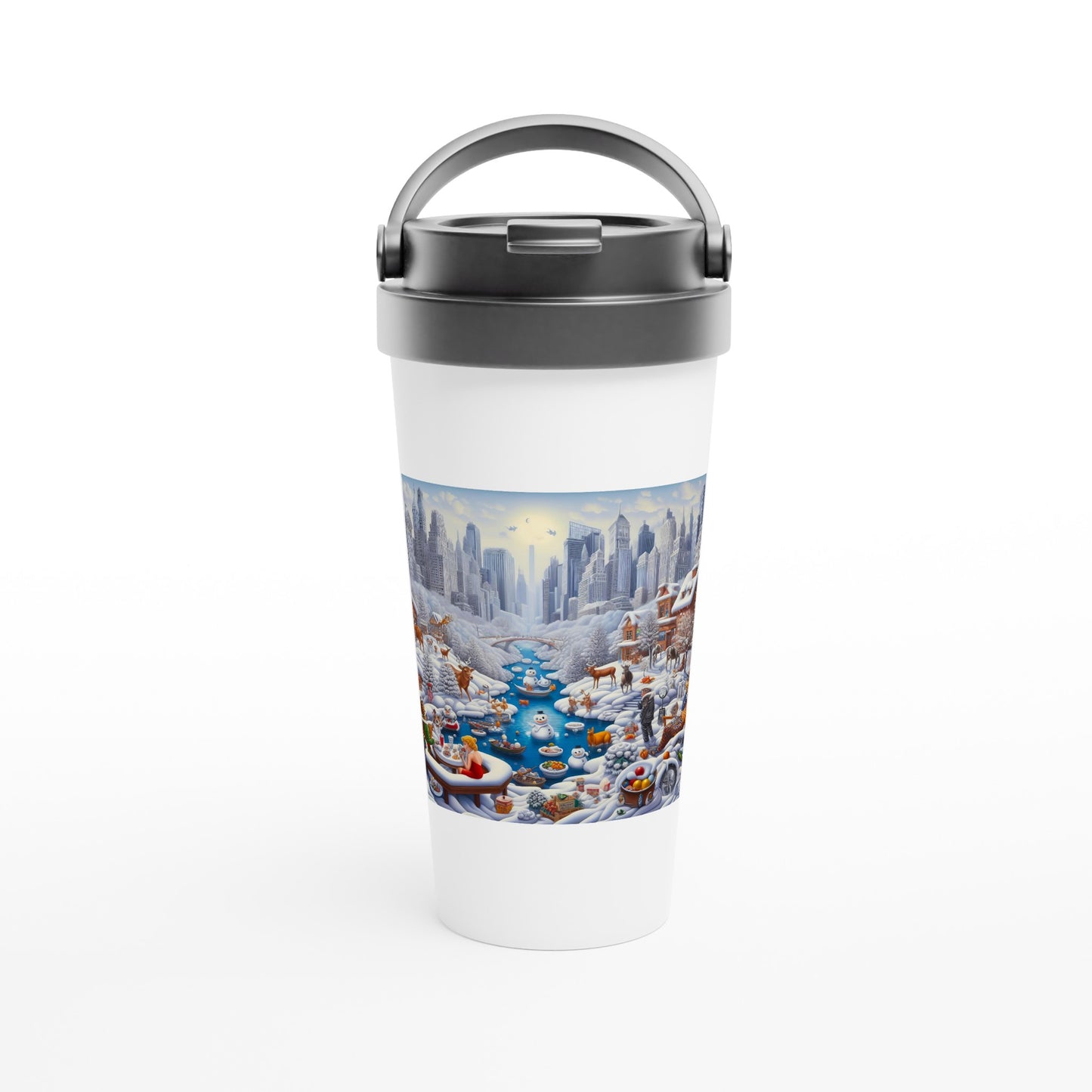 White 15oz Stainless Steel Travel Mug - Winter 147