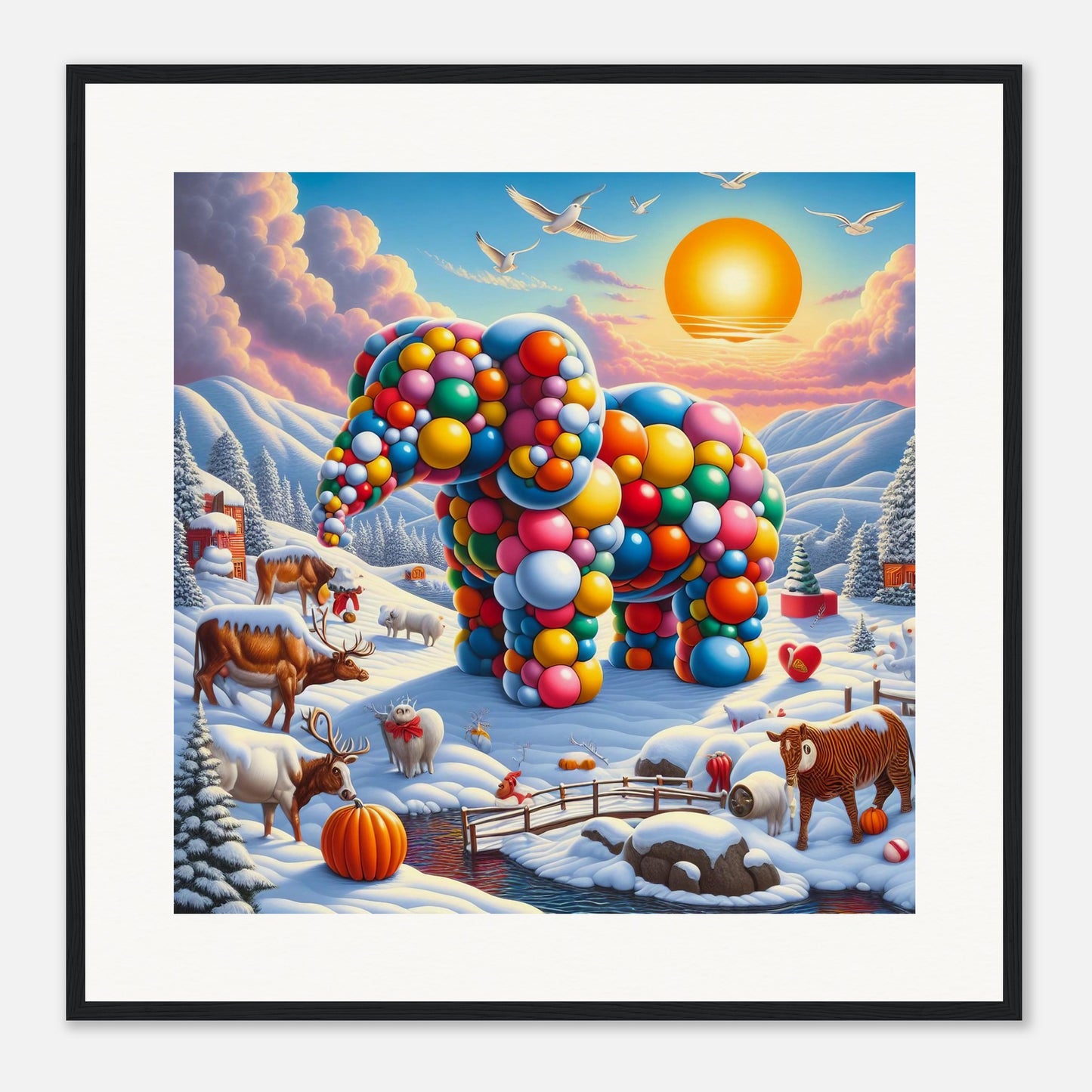 Wall Art - Winter 74 - Elephant and sun
