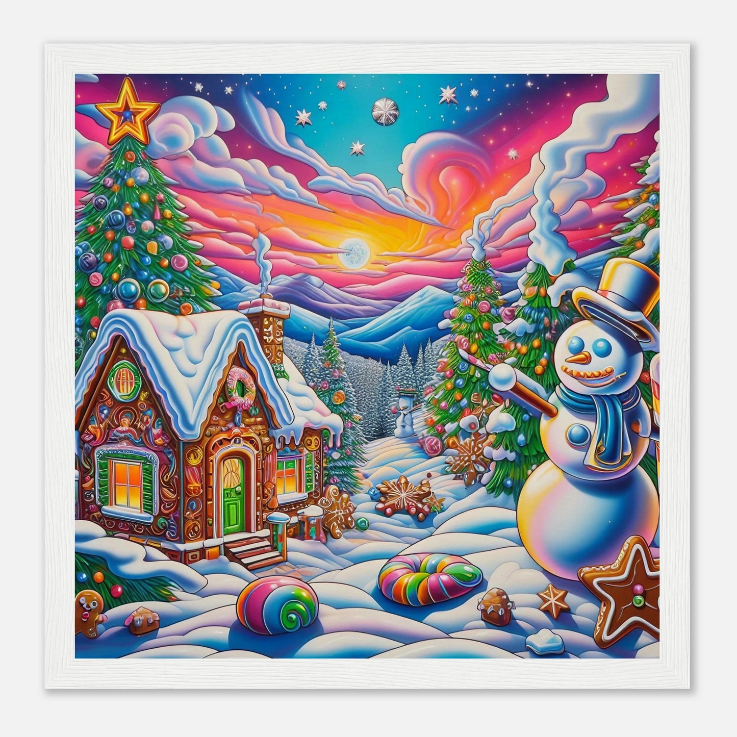 Wall art - Snowman and Gingerbread House