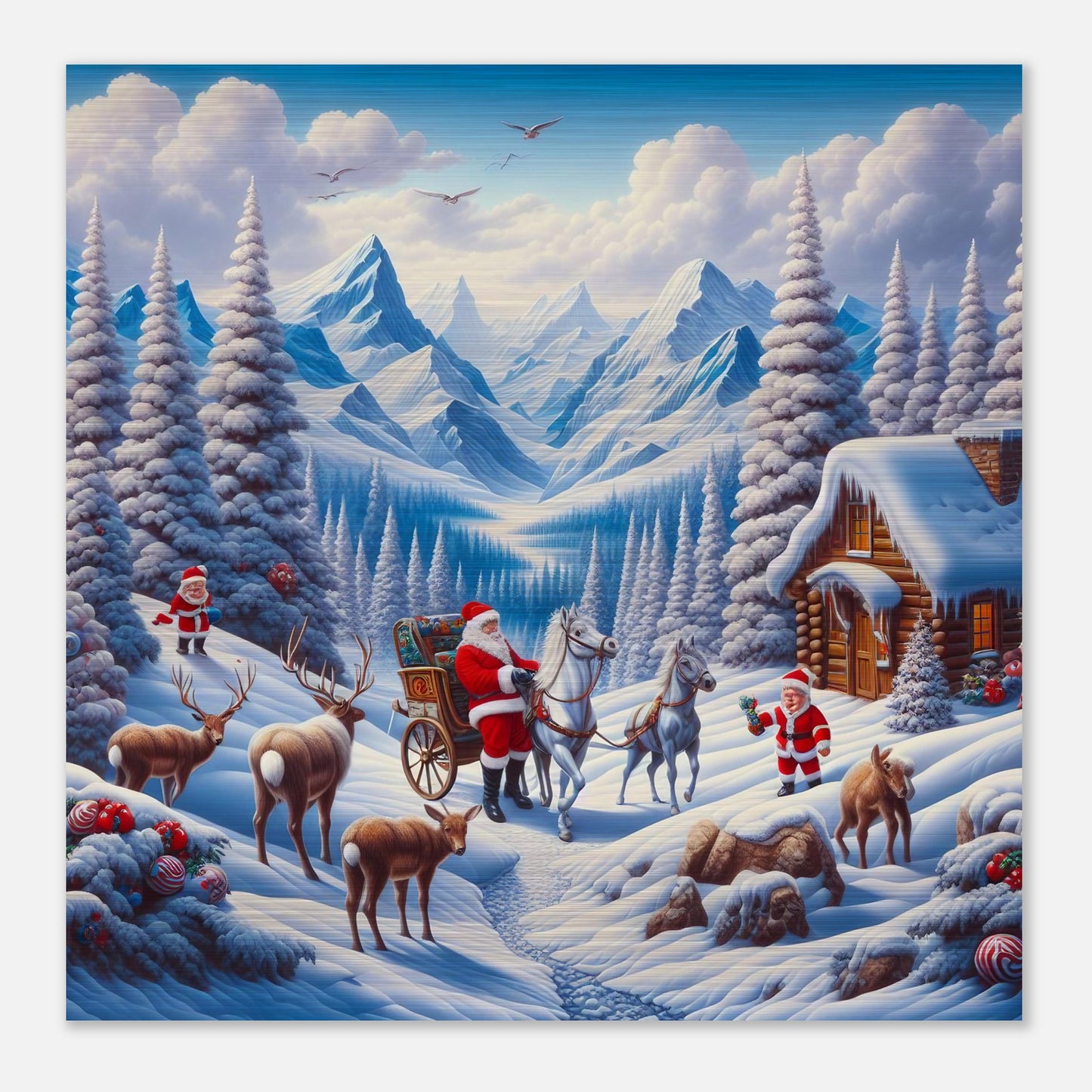 Wall Art - Winter 55 - Santa Claus and horses