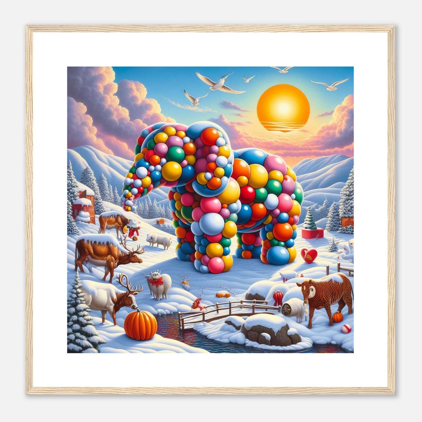 Wall Art - Winter 74 - Elephant and sun