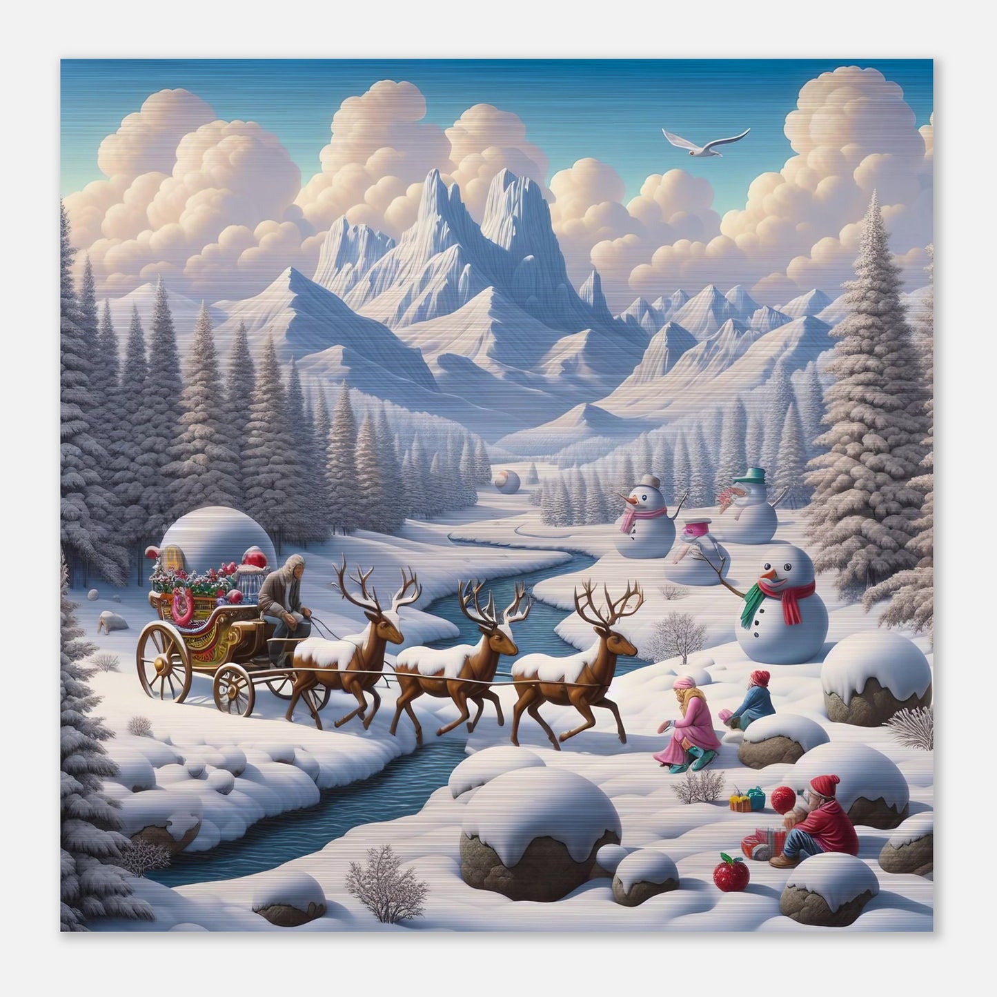 Wall Art - Winter 35 - Deer and snowmen