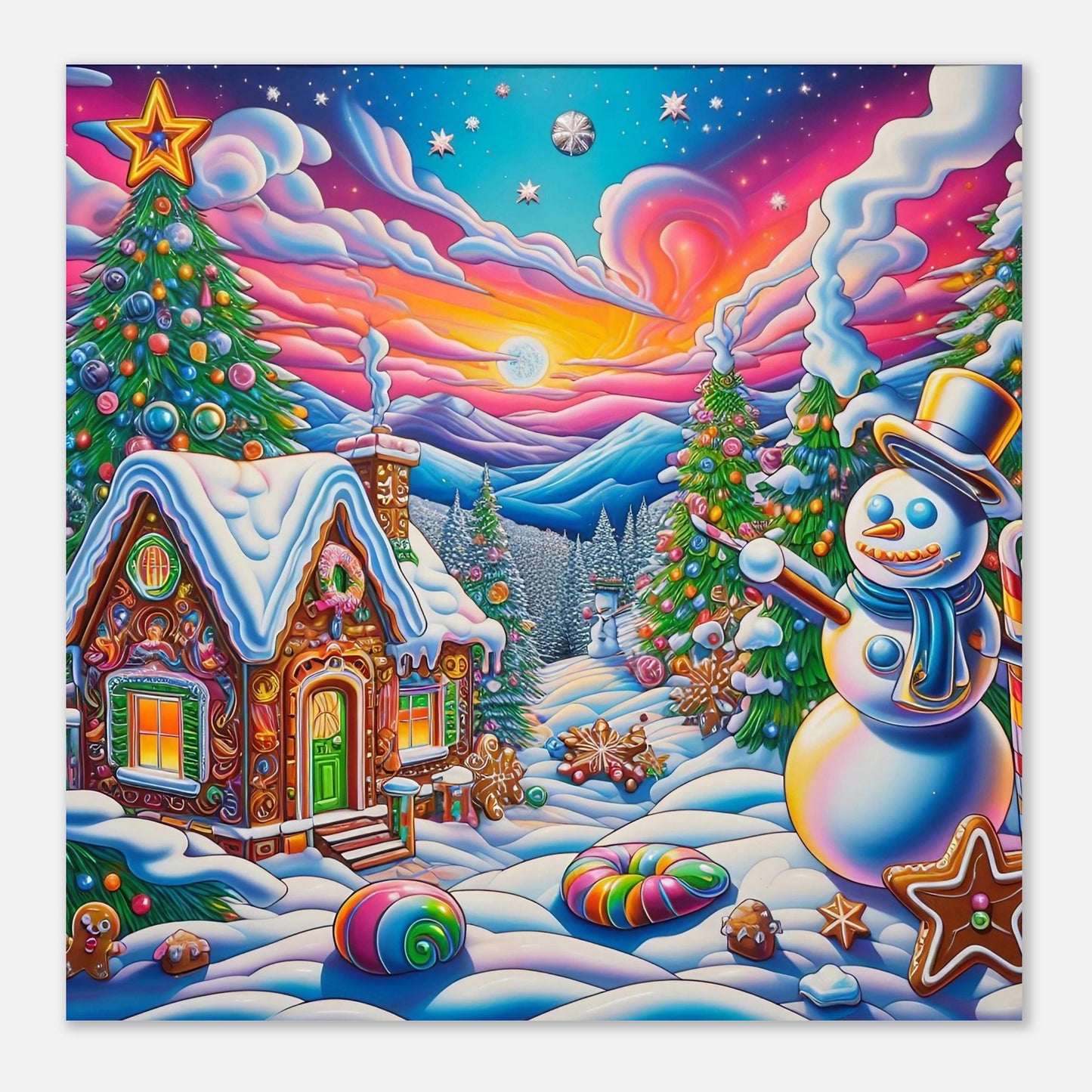 Wall art - Snowman and Gingerbread House