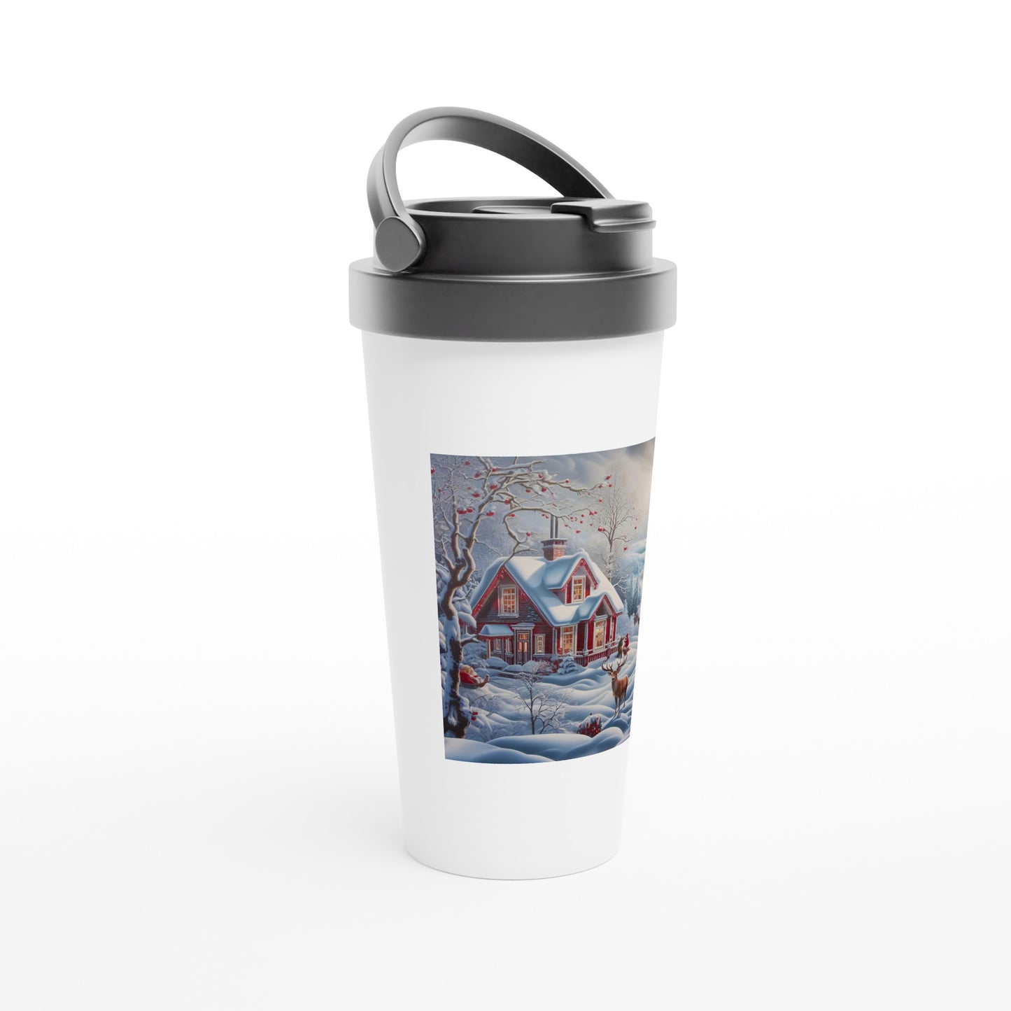 White 15oz Stainless Steel Travel Mug - Winter 141