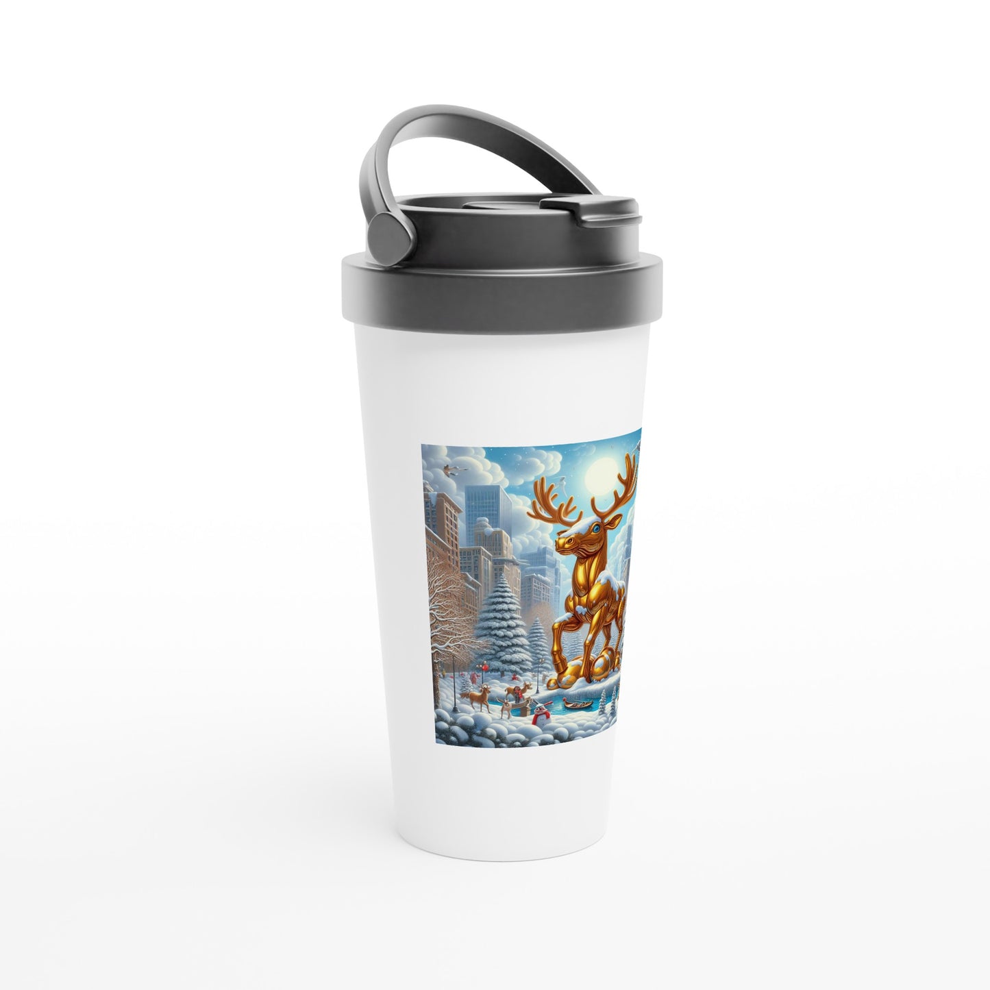 White 15oz Stainless Steel Travel Mug - Winter 84