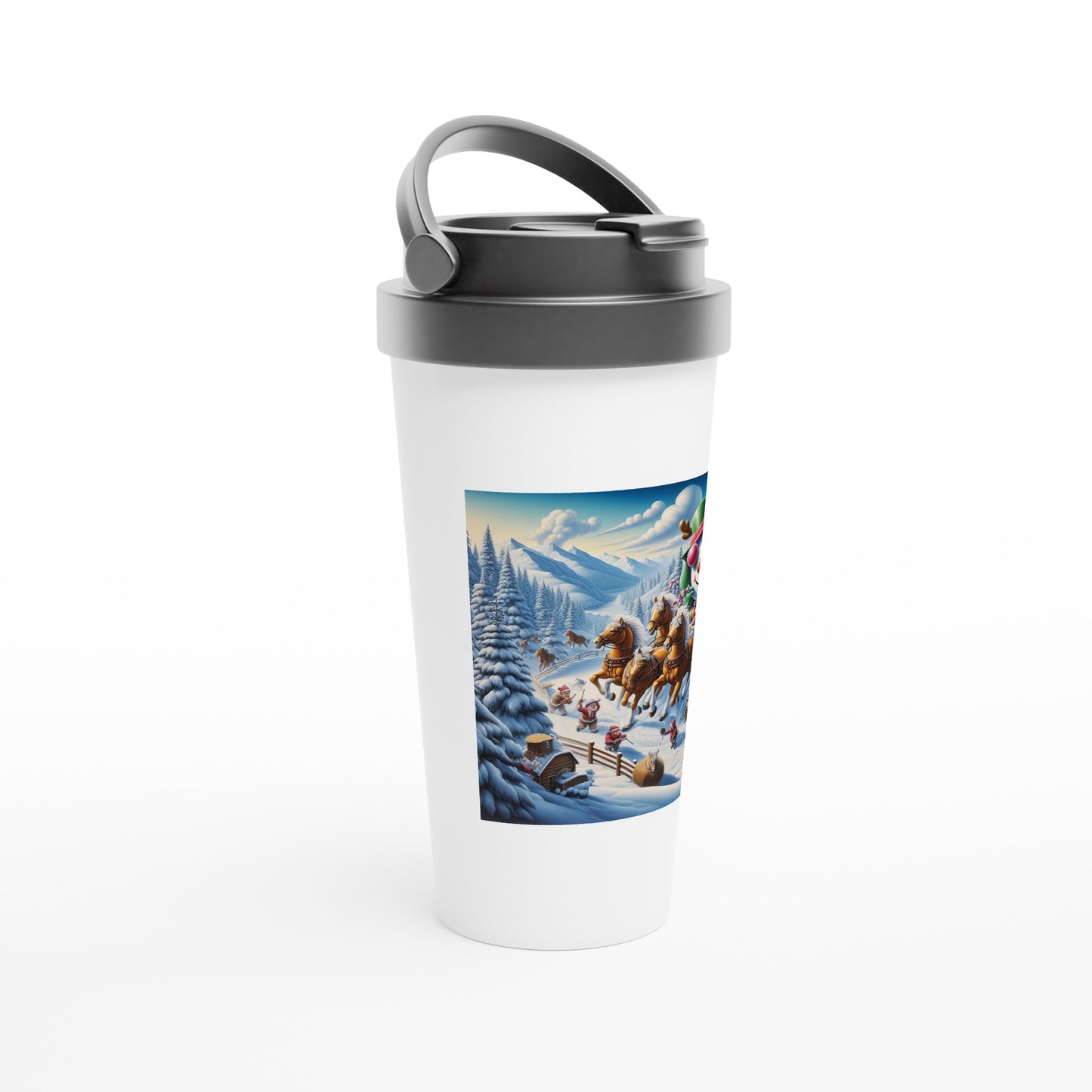 White 15oz Stainless Steel Travel Mug - Winter 63