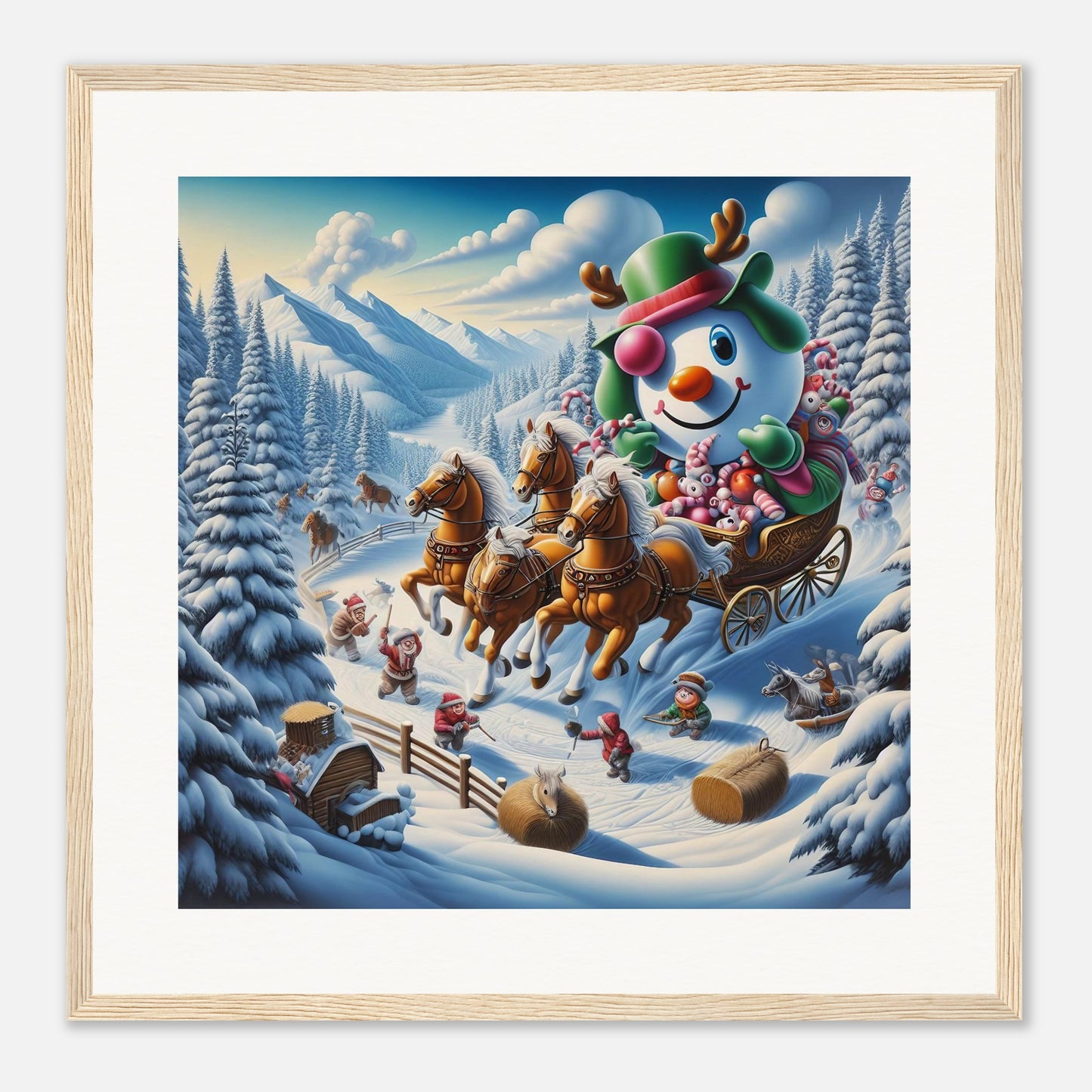 Wall Art - Winter 63 - Snowman in a carriage