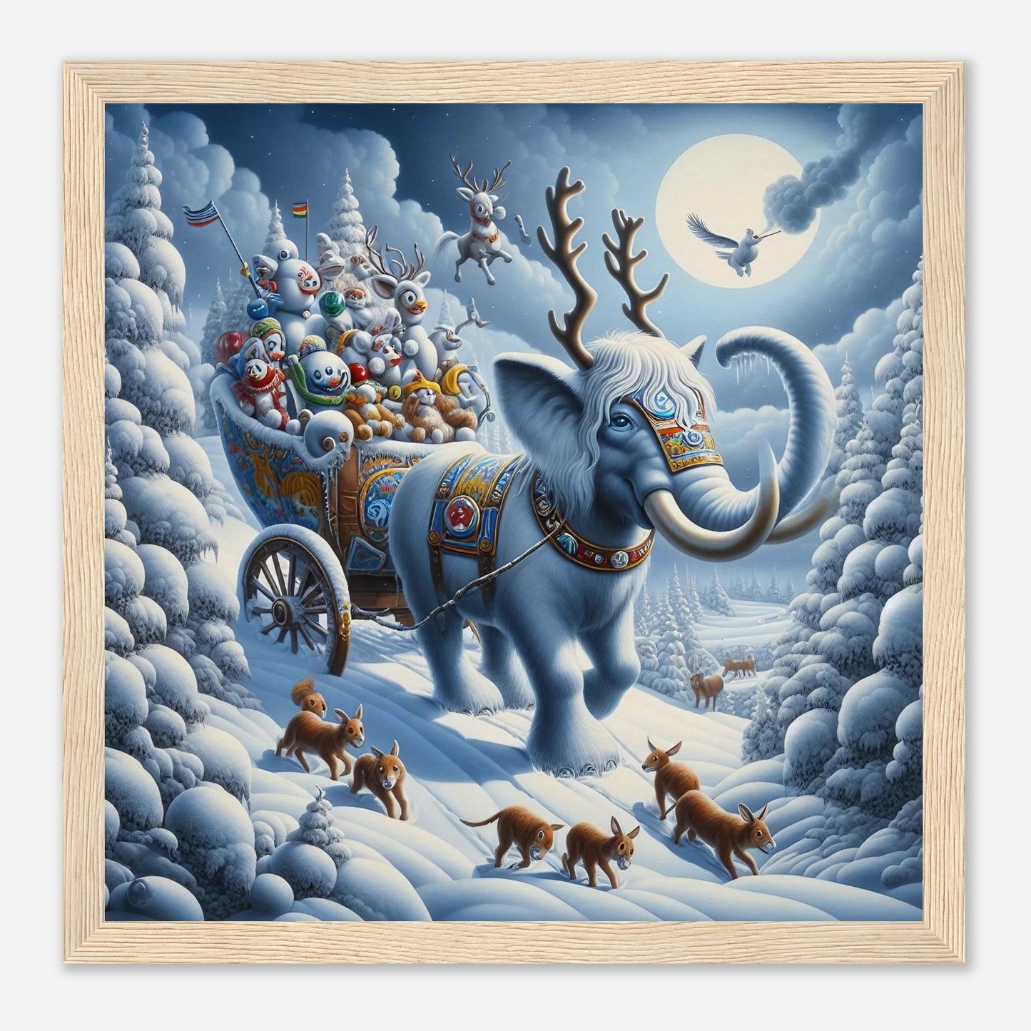 Wall art - Elephant in snow at night