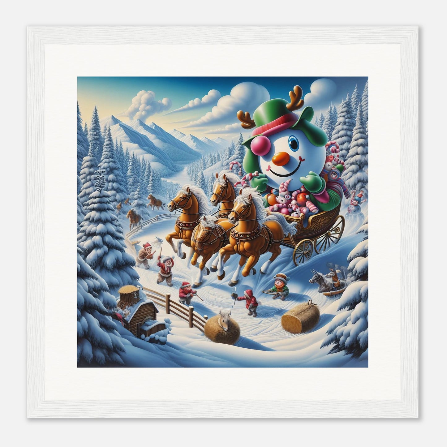 Wall Art - Winter 63 - Snowman in a carriage