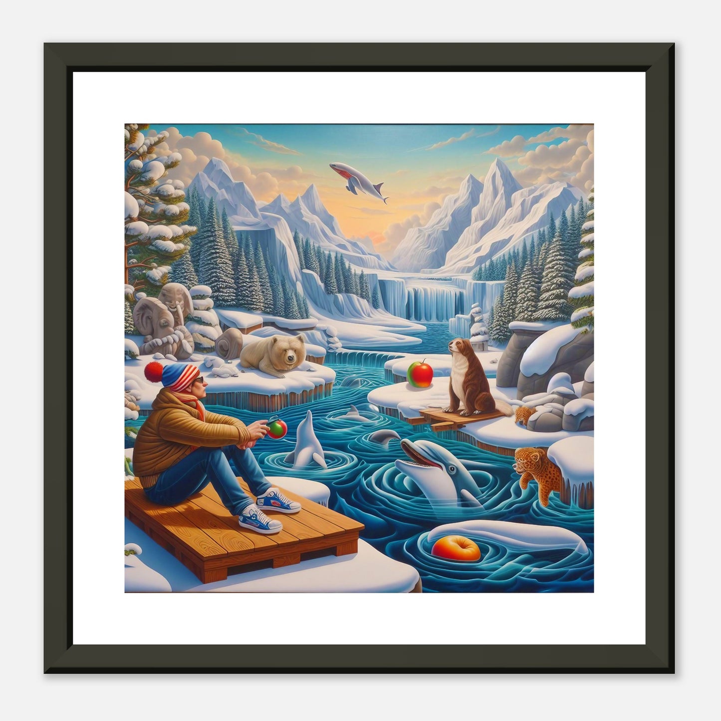 Wall Art - Winter 64 - Man by the river