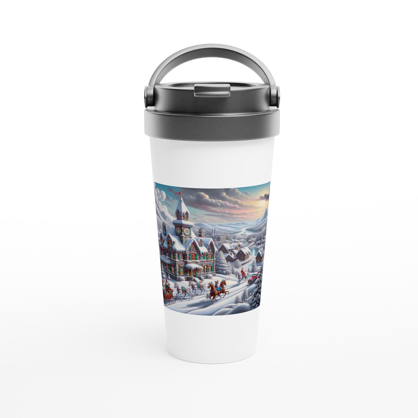 White 15oz Stainless Steel Travel Mug - Winter 95