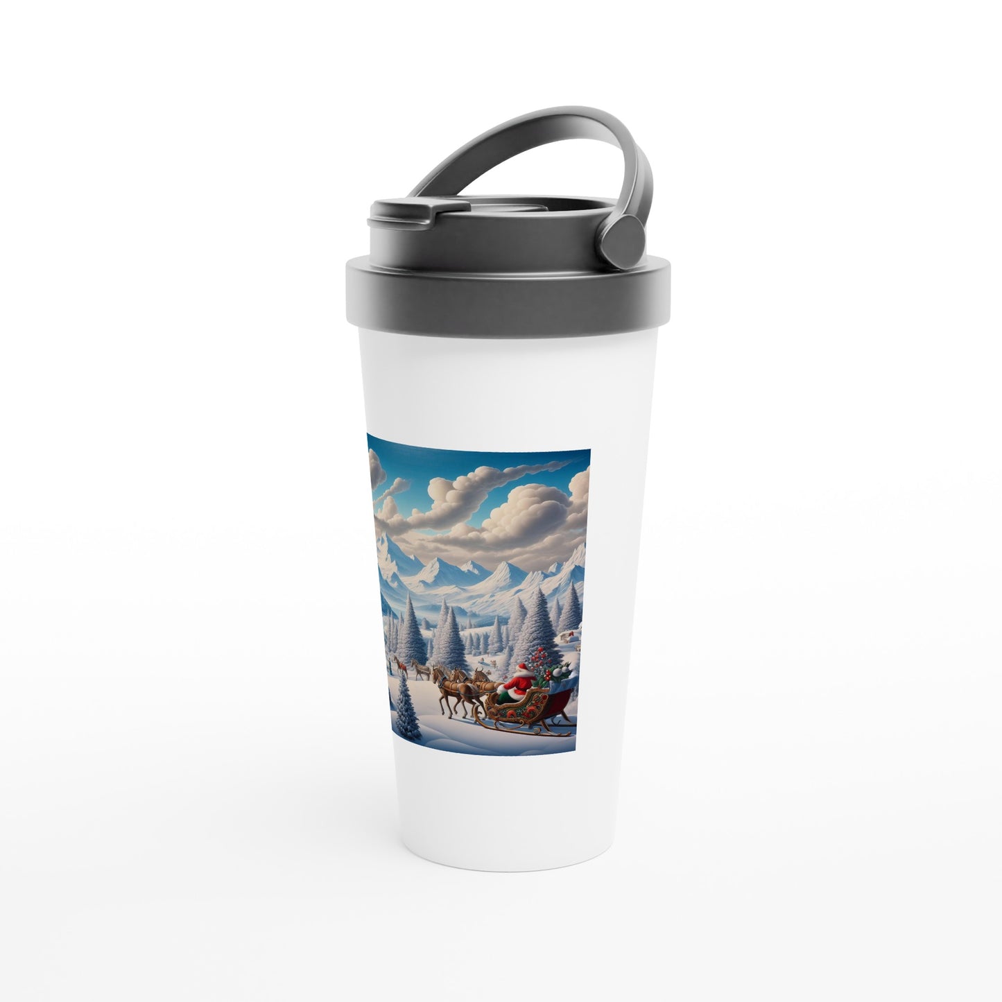 White 15oz Stainless Steel Travel Mug - Winter 94