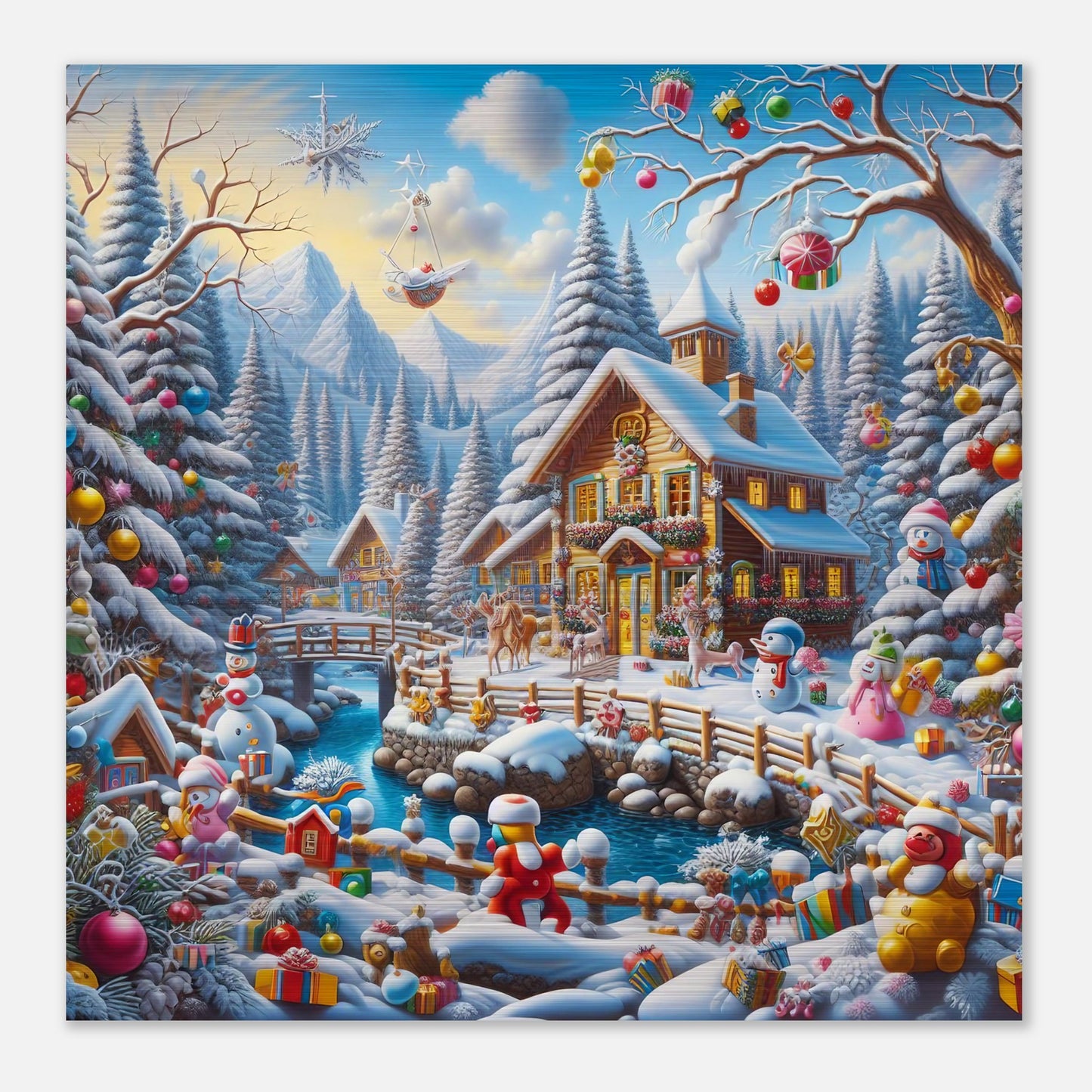 Wall Art - Winter 13 - Village nestled in a snow-covered mountain valley