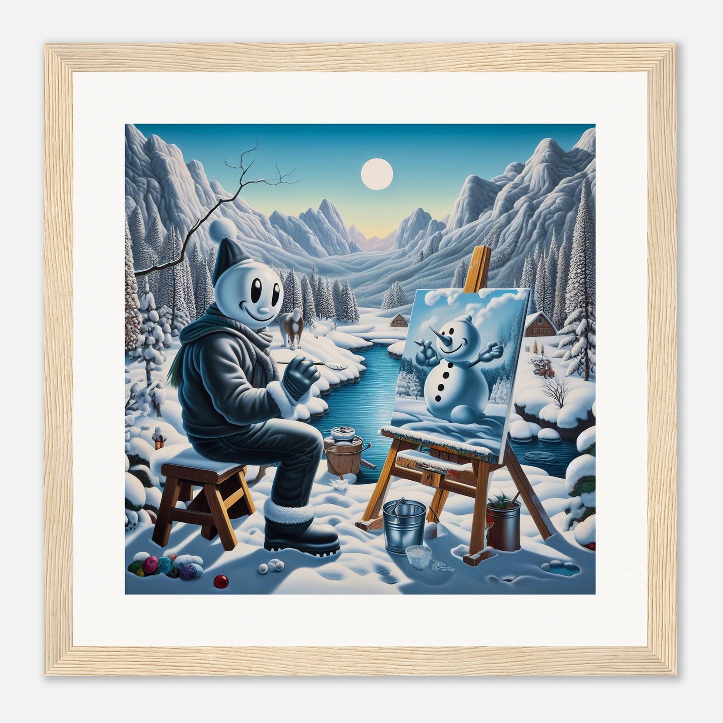 Wall Art - Winter 79 - Snowman by the river