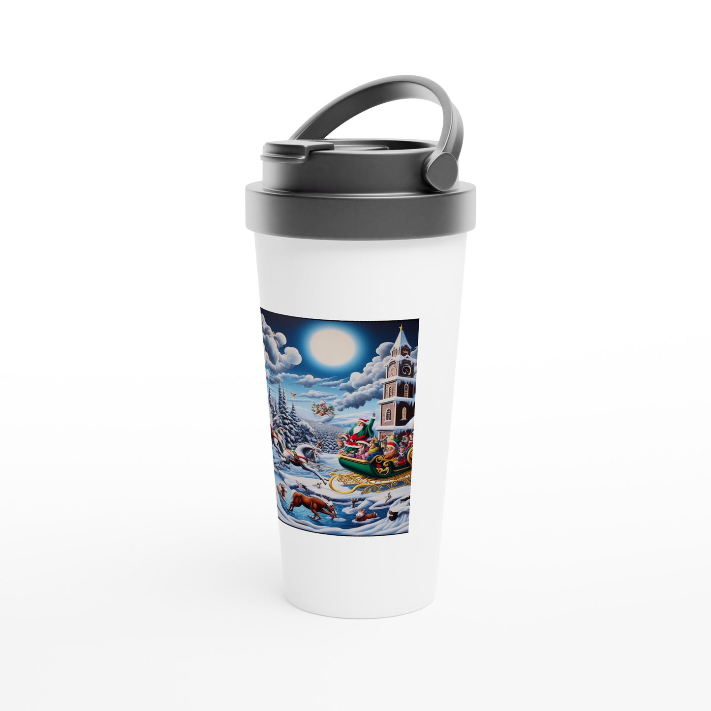 White 15oz Stainless Steel Travel Mug - Winter 136