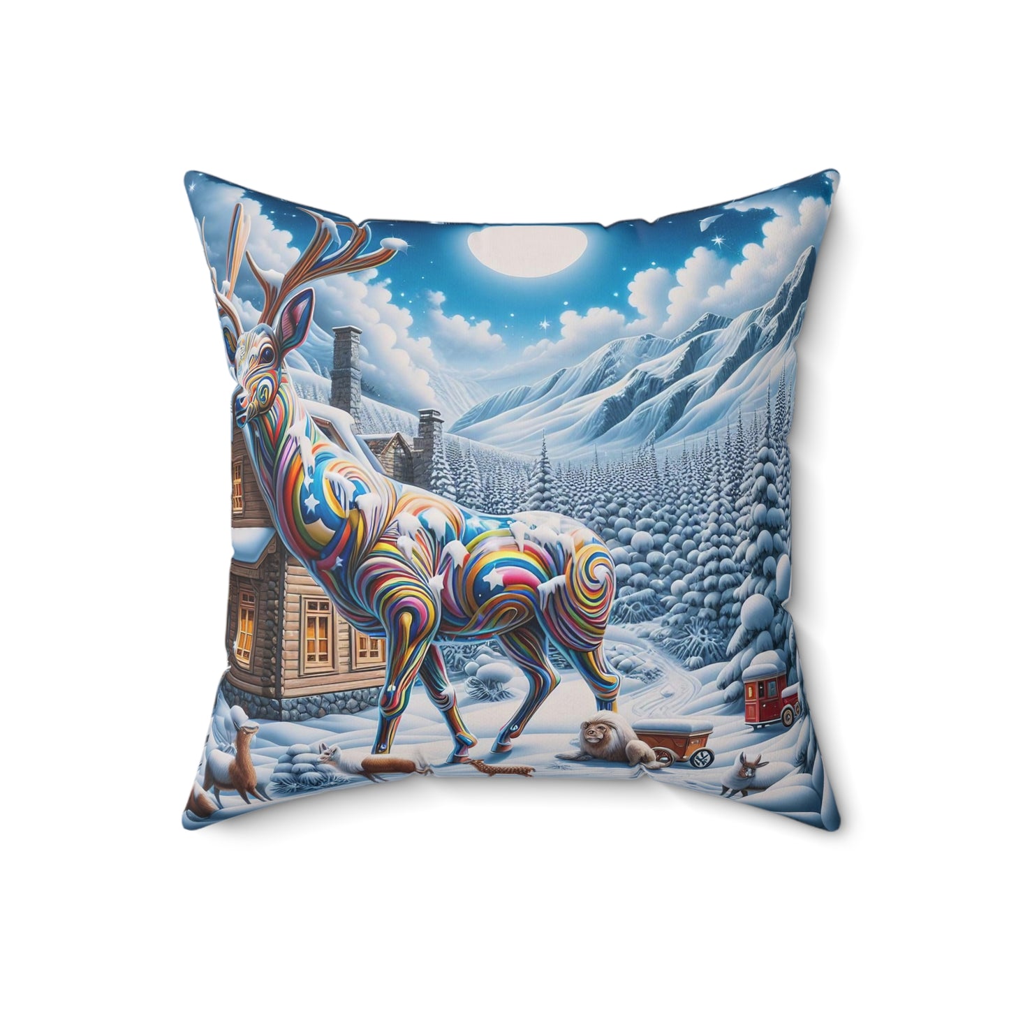 Spun Polyester Square Pillow - Winter 131