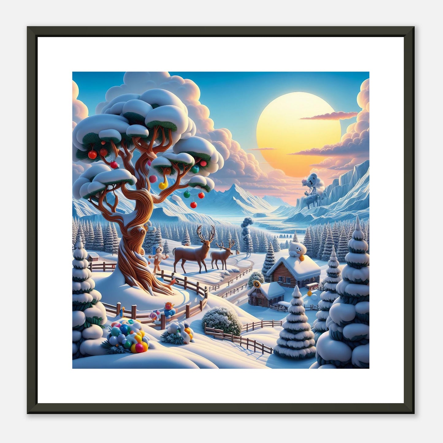 Wall Art - Winter 32 - Deer and tree