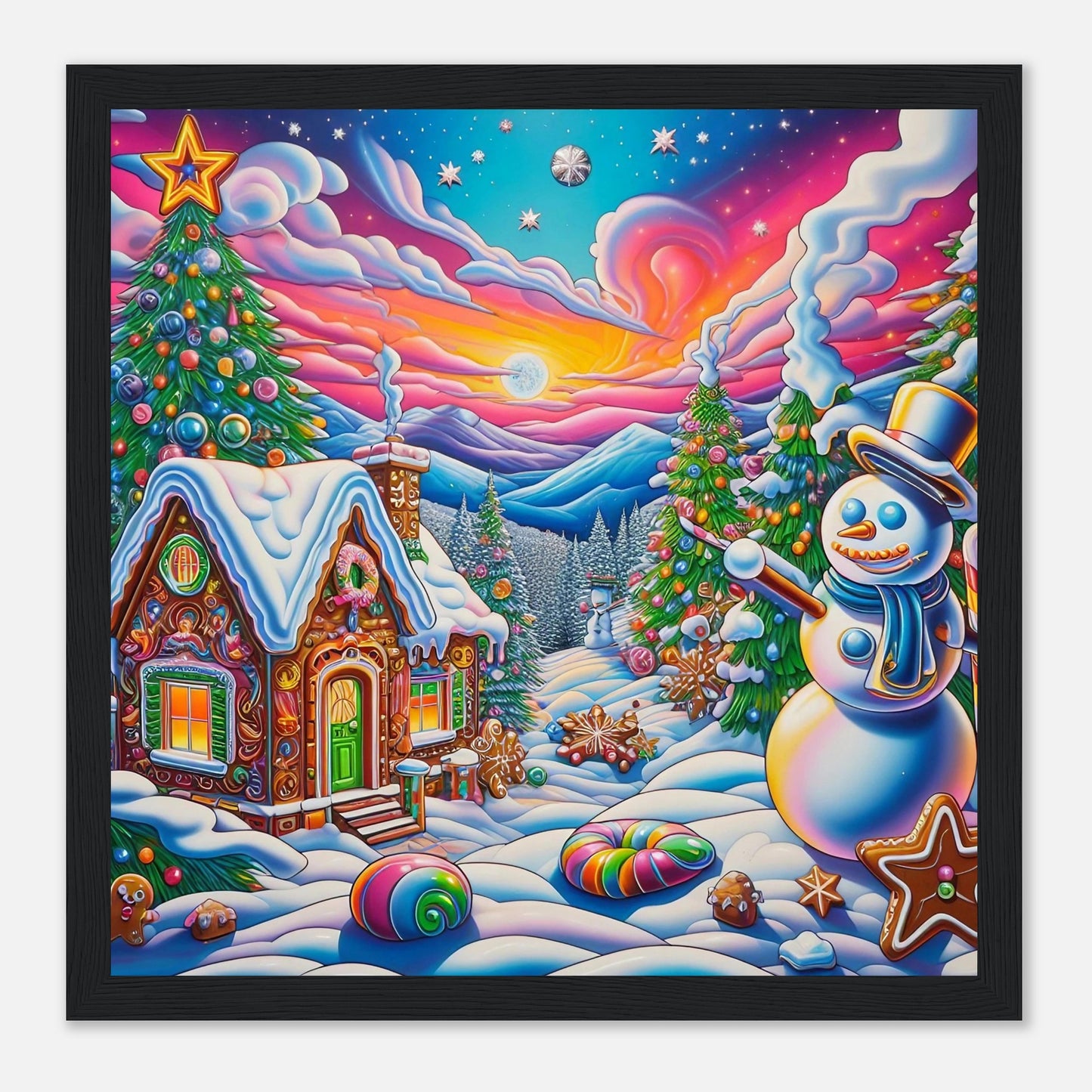 Wall art - Snowman and Gingerbread House