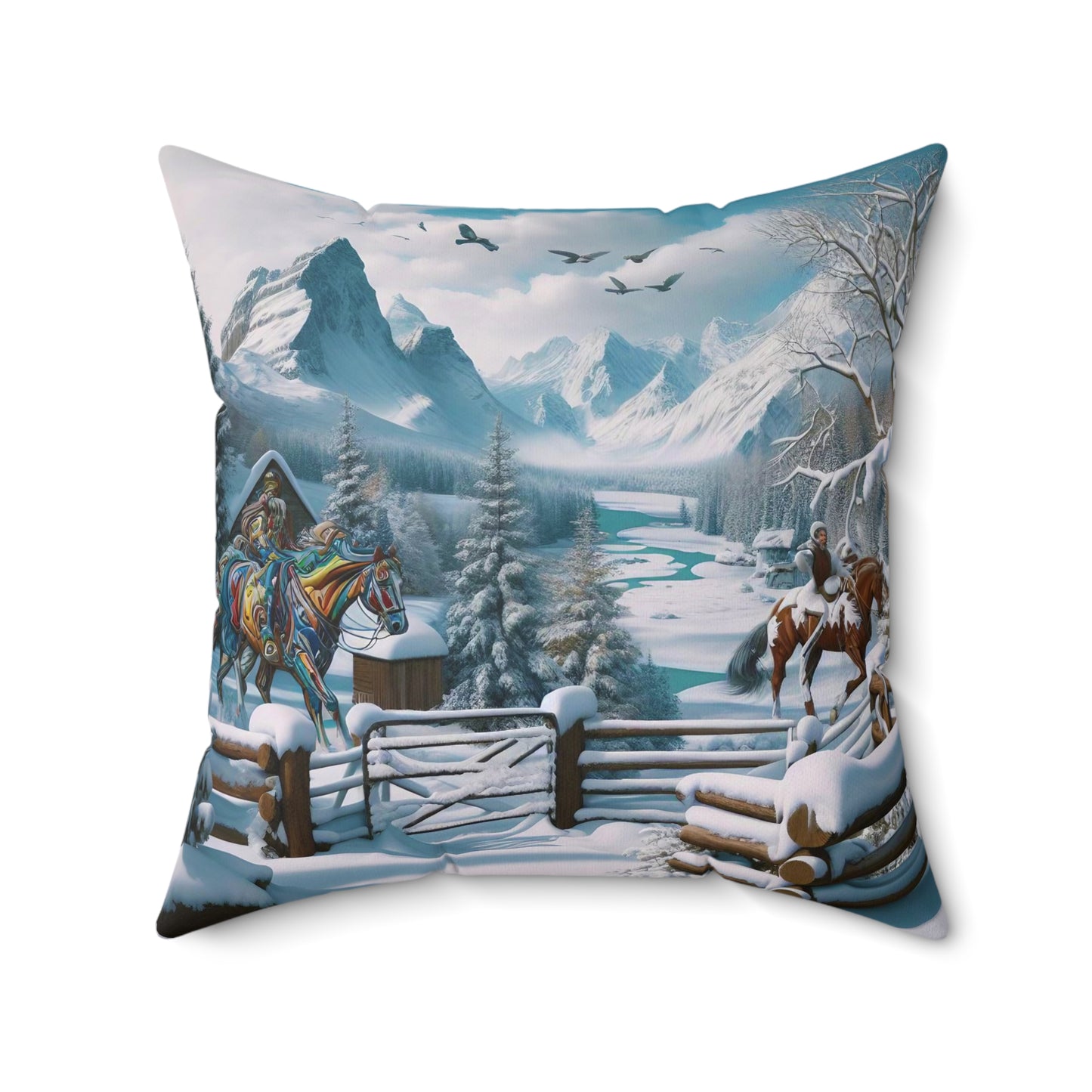 Spun Polyester Square Pillow - Winter 190