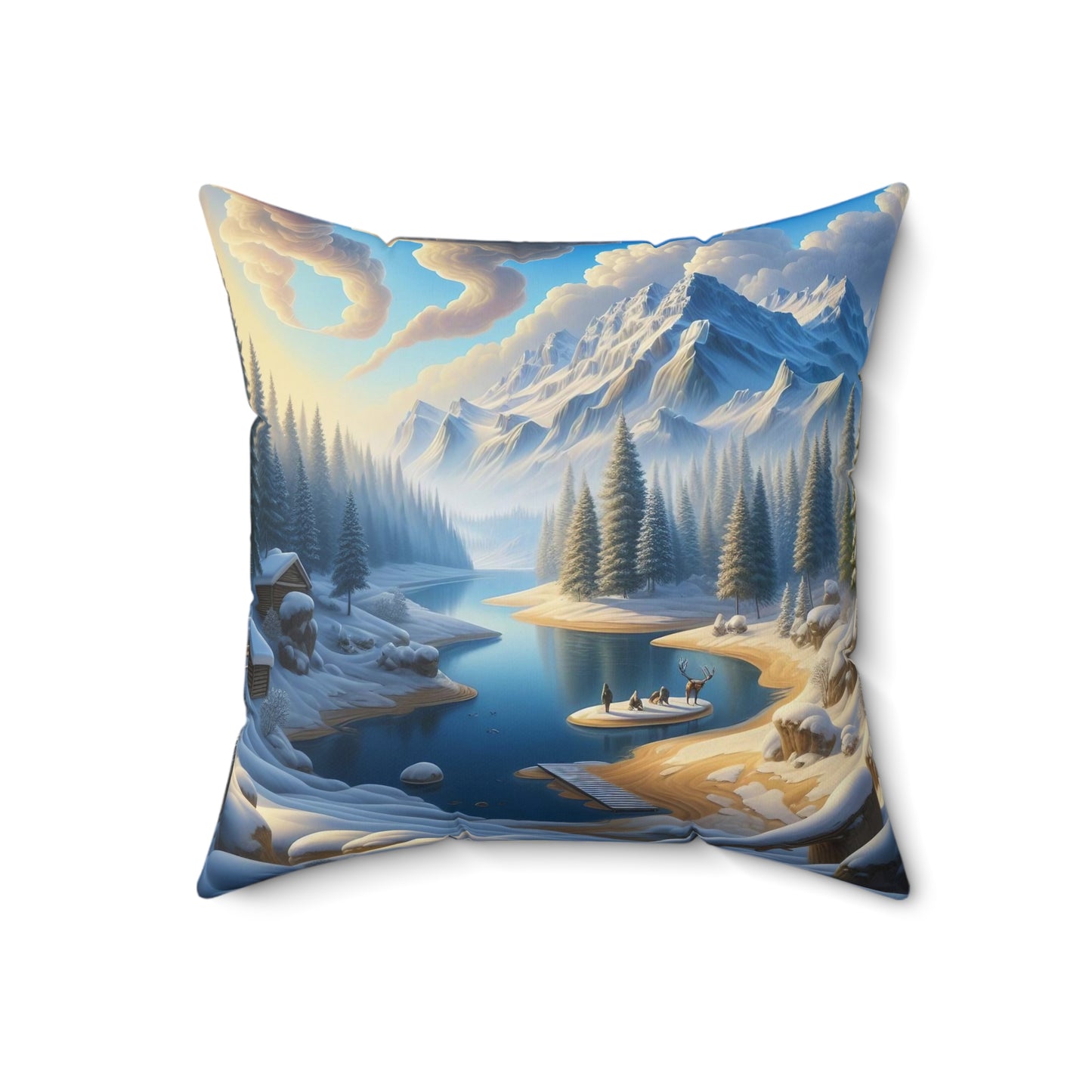 Spun Polyester Square Pillow - Winter 163