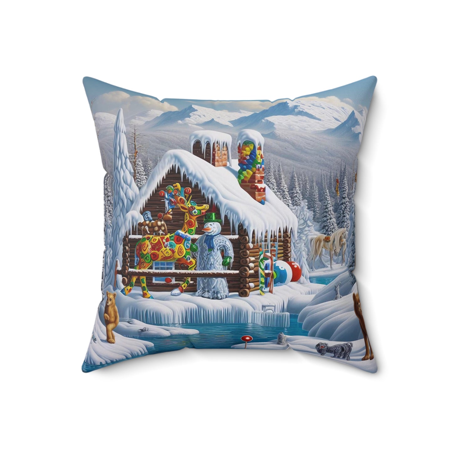 Spun Polyester Square Pillow - Winter 181