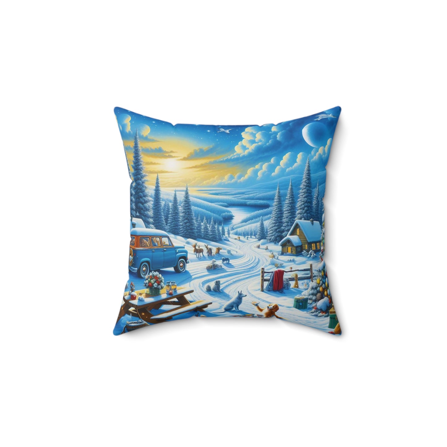 Spun Polyester Square Pillow - Winter 110