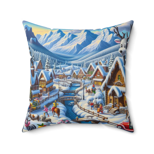 Spun Polyester Square Pillow - Winter 183