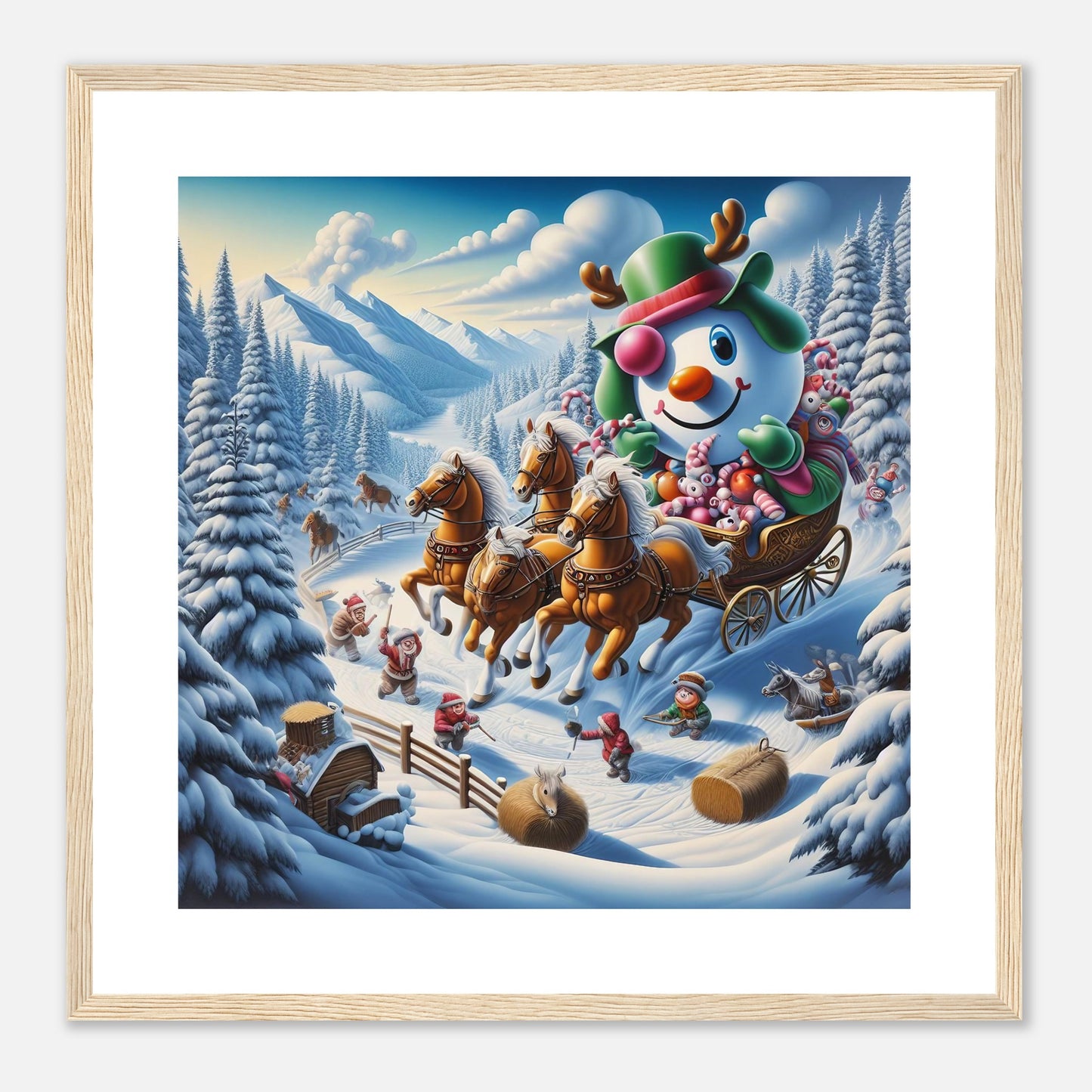 Wall Art - Winter 63 - Snowman in a carriage