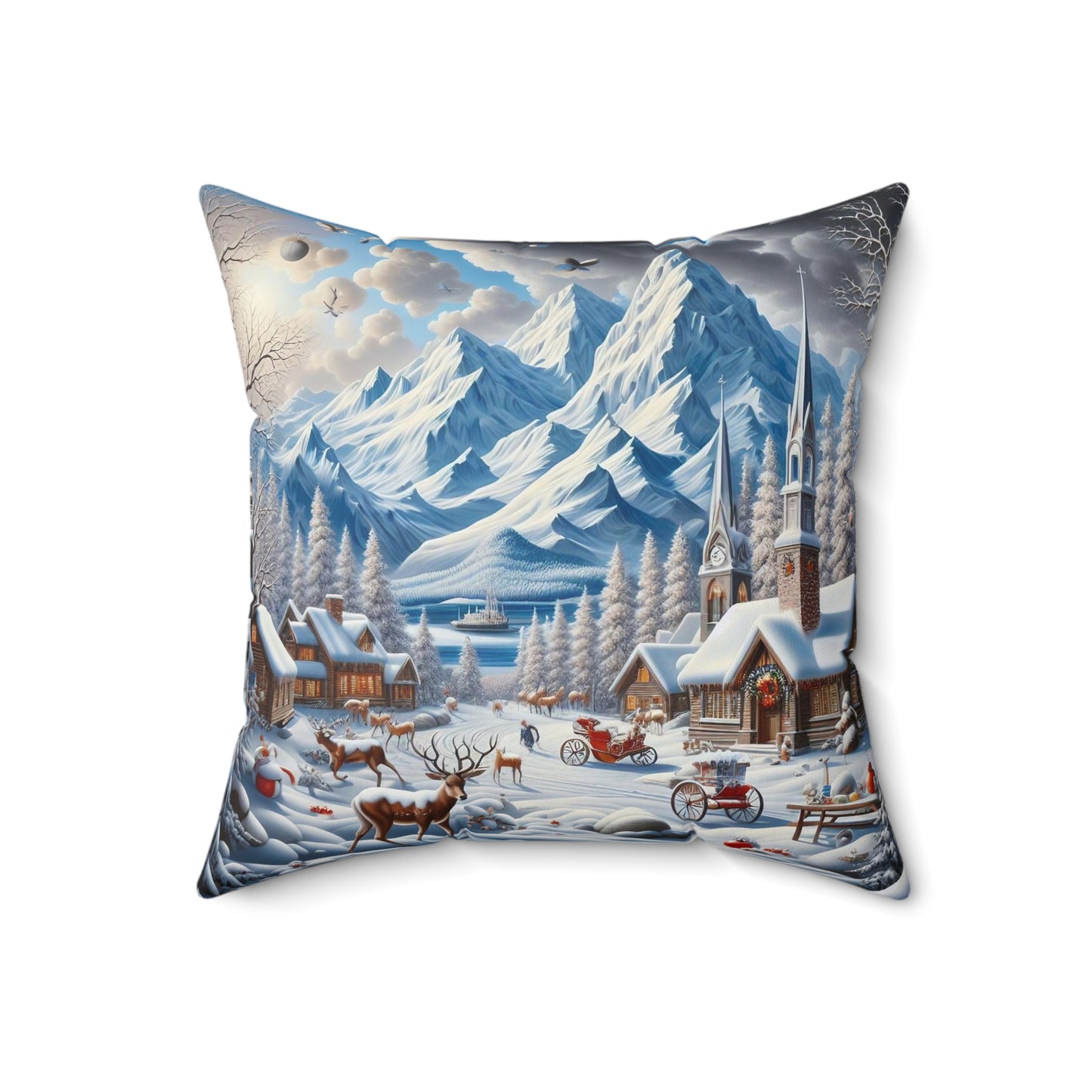 Spun Polyester Square Pillow - Winter 129