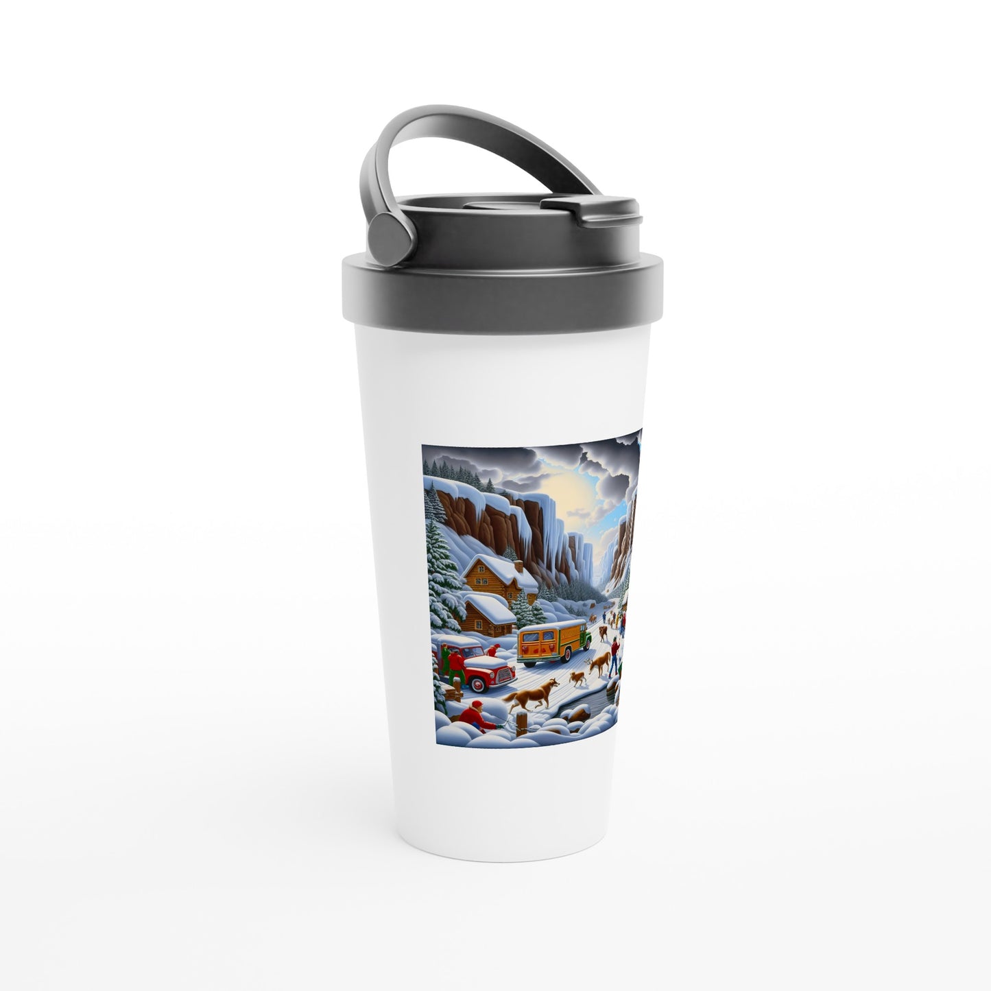 White 15oz Stainless Steel Travel Mug - Winter 120