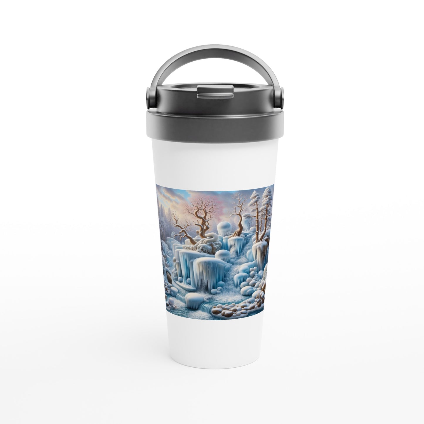 White 15oz Stainless Steel Travel Mug - Winter 92