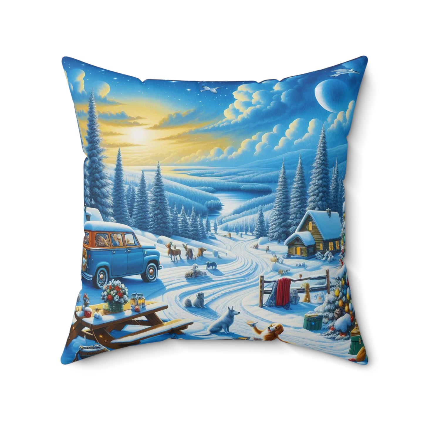 Spun Polyester Square Pillow - Winter 110