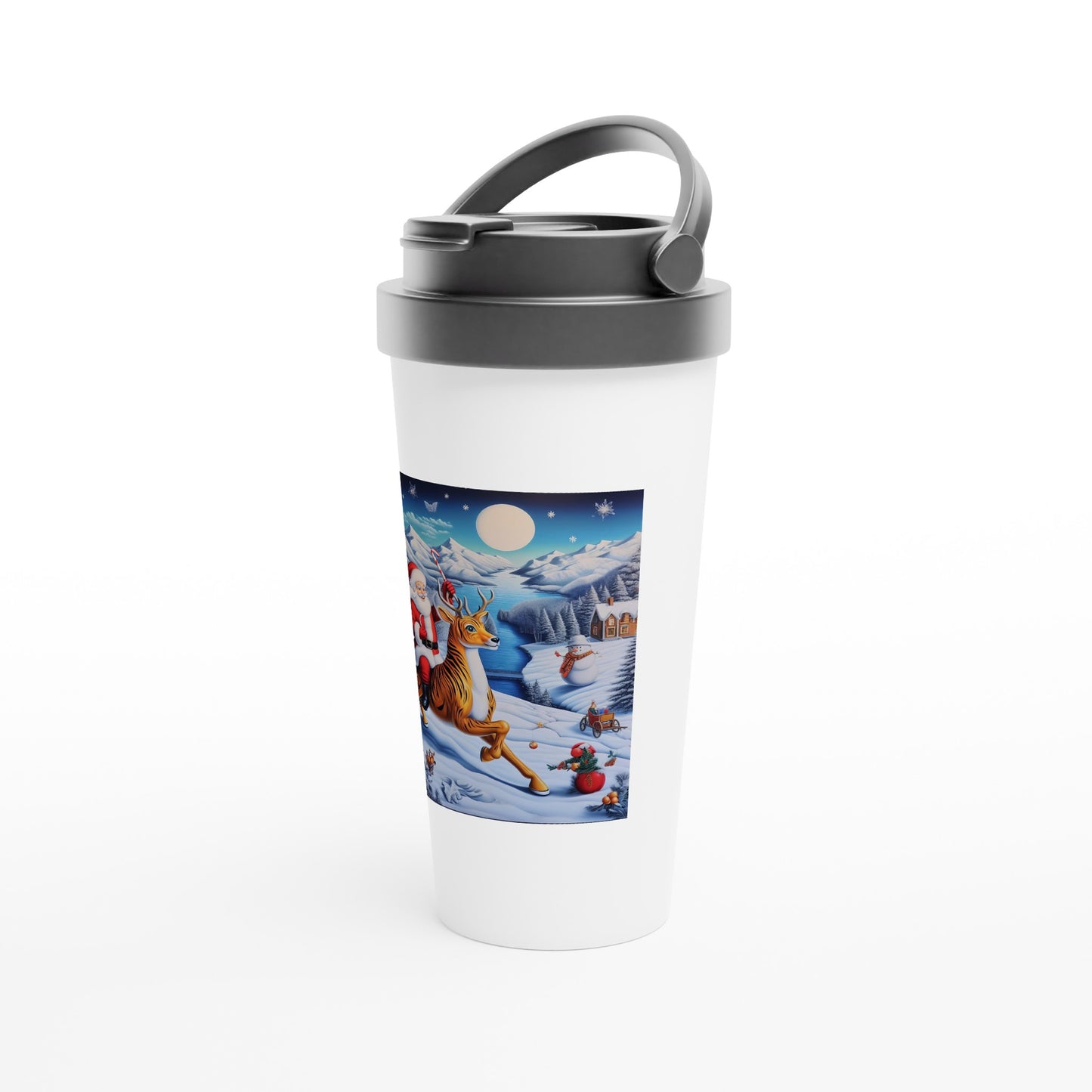 White 15oz Stainless Steel Travel Mug - Winter 80