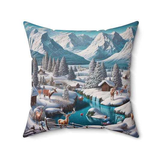 Spun Polyester Square Pillow - Winter 208