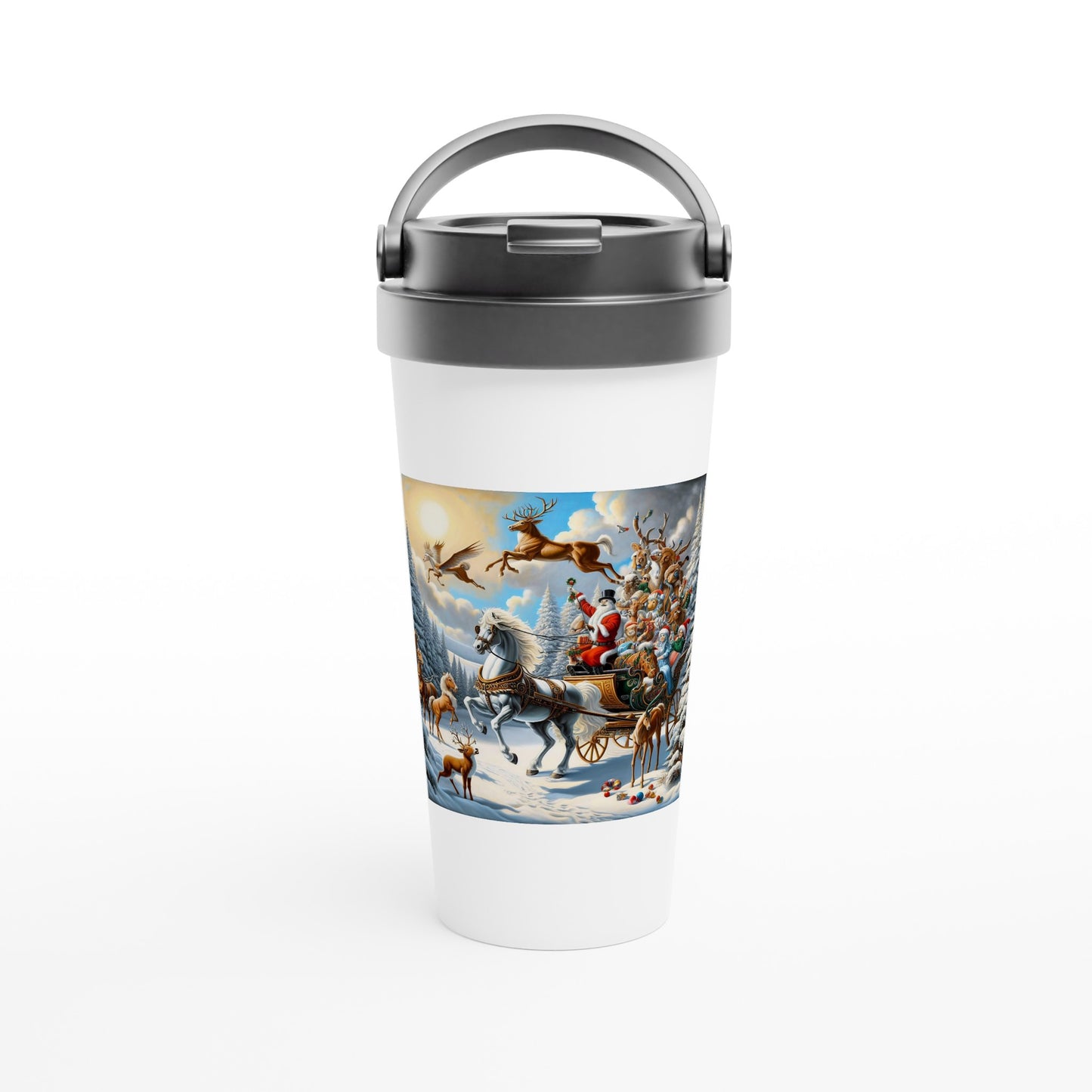 White 15oz Stainless Steel Travel Mug - Winter 91