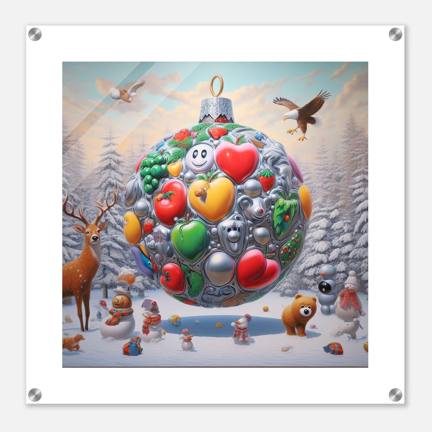 Wall Art - Winter 67 - Christmas ornament and a deer