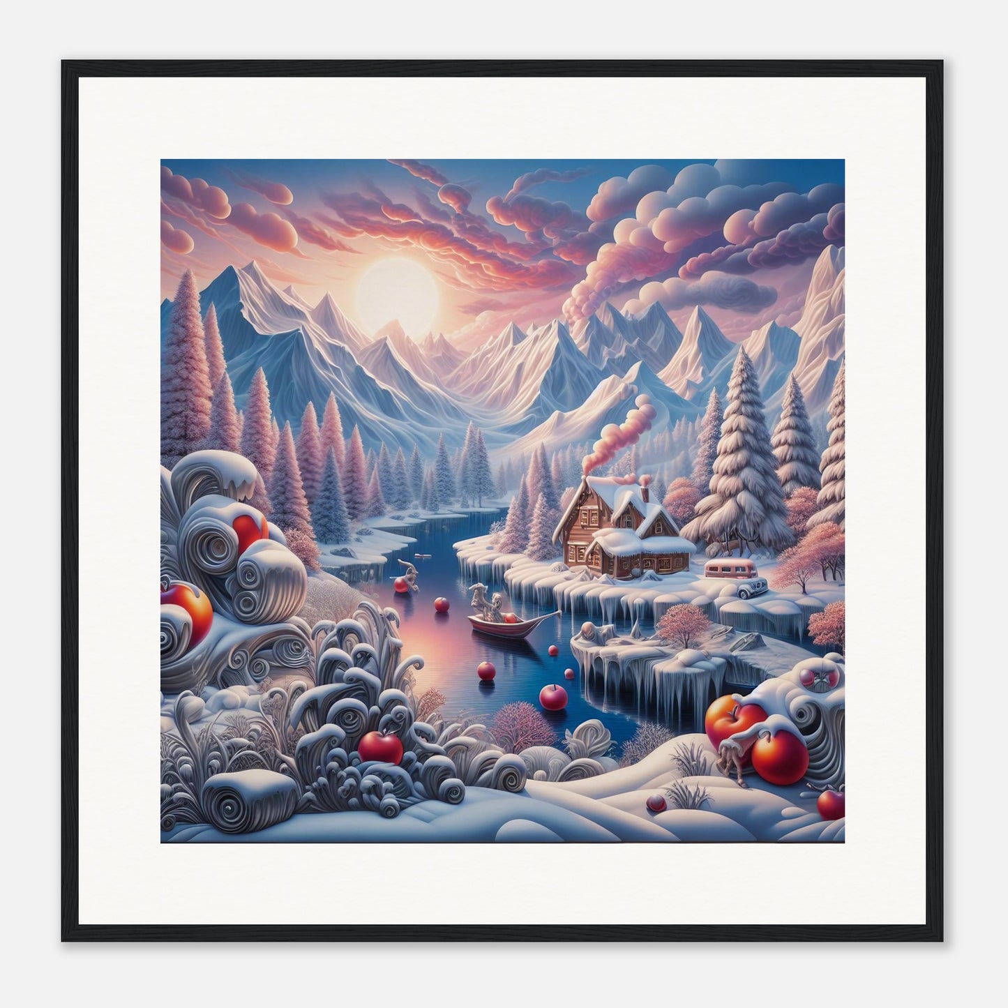 Wall Art - Winter 62 - Small boat on a river