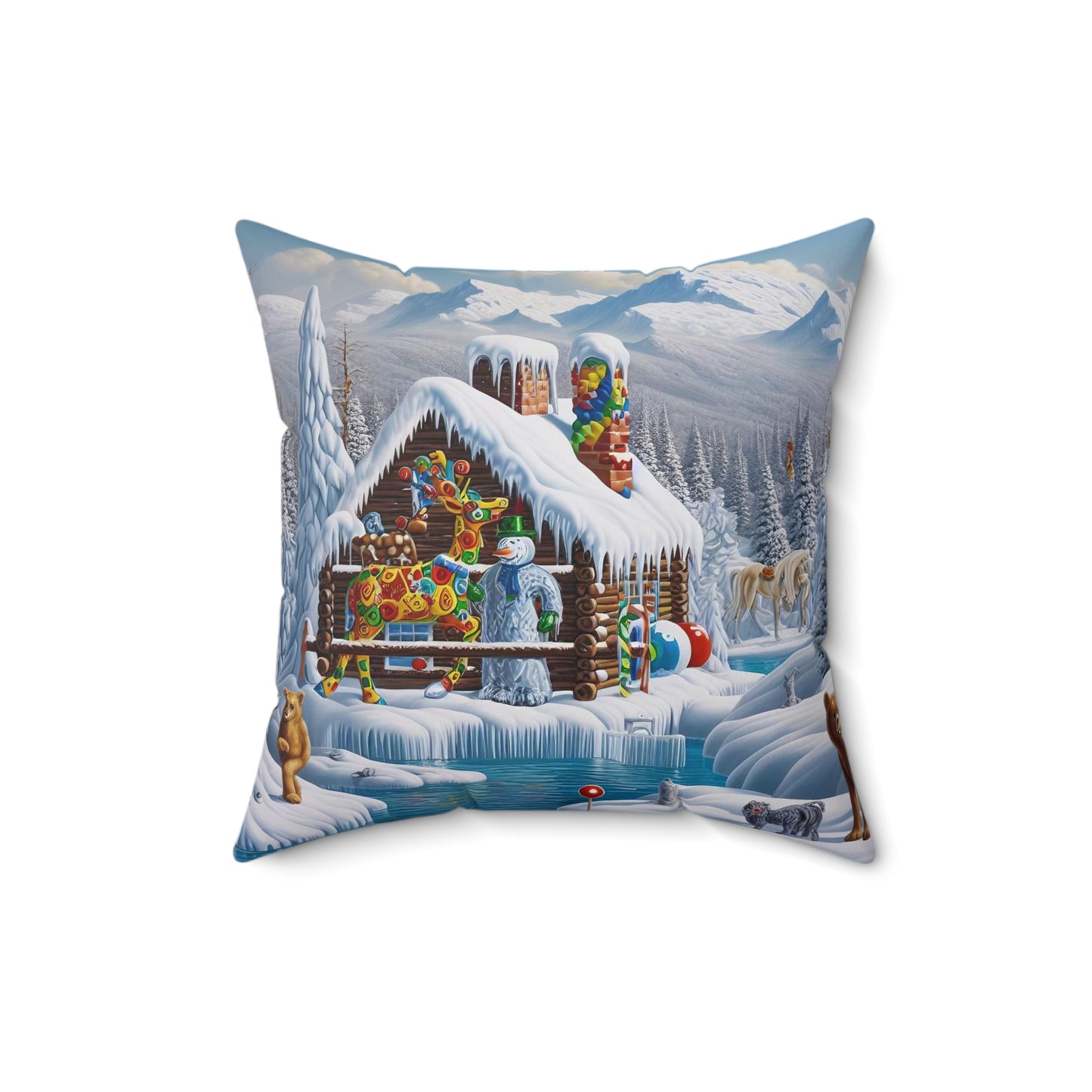 Spun Polyester Square Pillow - Winter 181