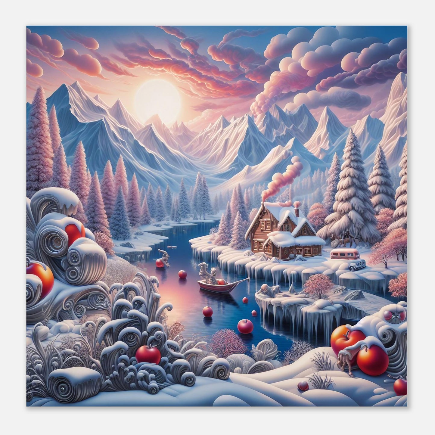 Wall Art - Winter 62 - Small boat on a river