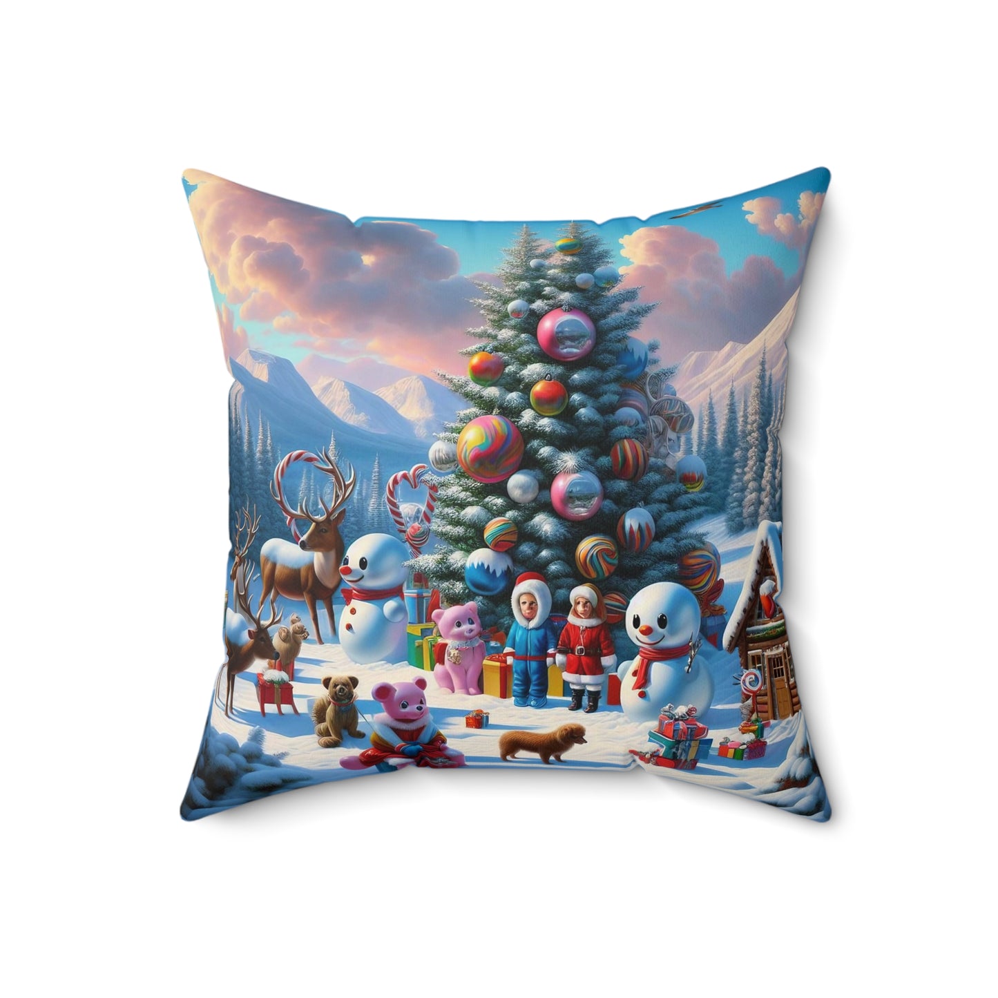 Spun Polyester Square Pillow - Winter 122