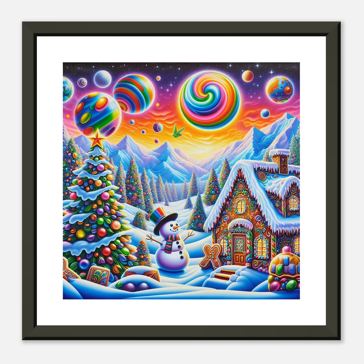 Wall Art - Winter 29 - Snowman and neon planets