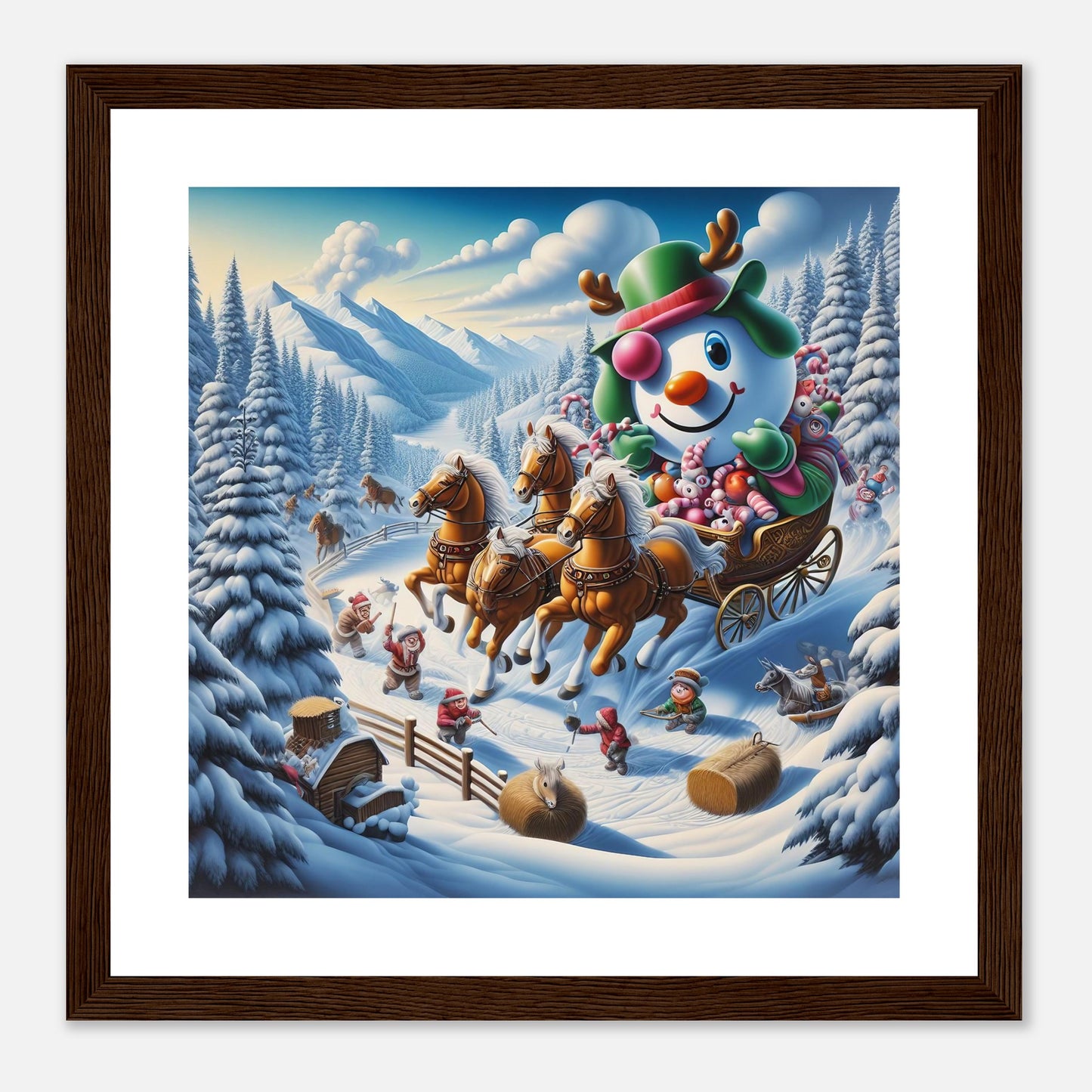 Wall Art - Winter 63 - Snowman in a carriage