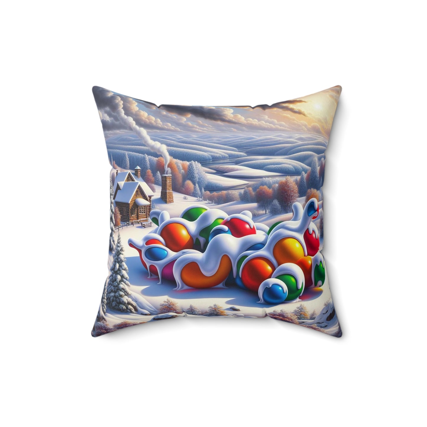 Spun Polyester Square Pillow - Winter 157