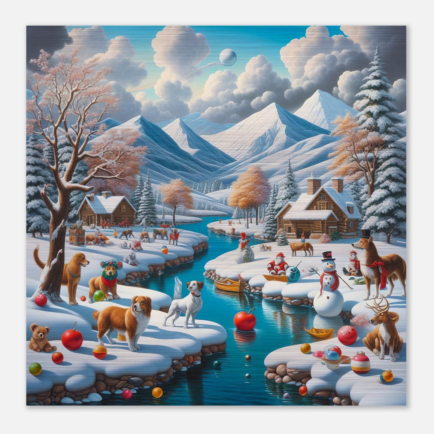 Wall Art - Winter 7 - Animals, River and Mountains