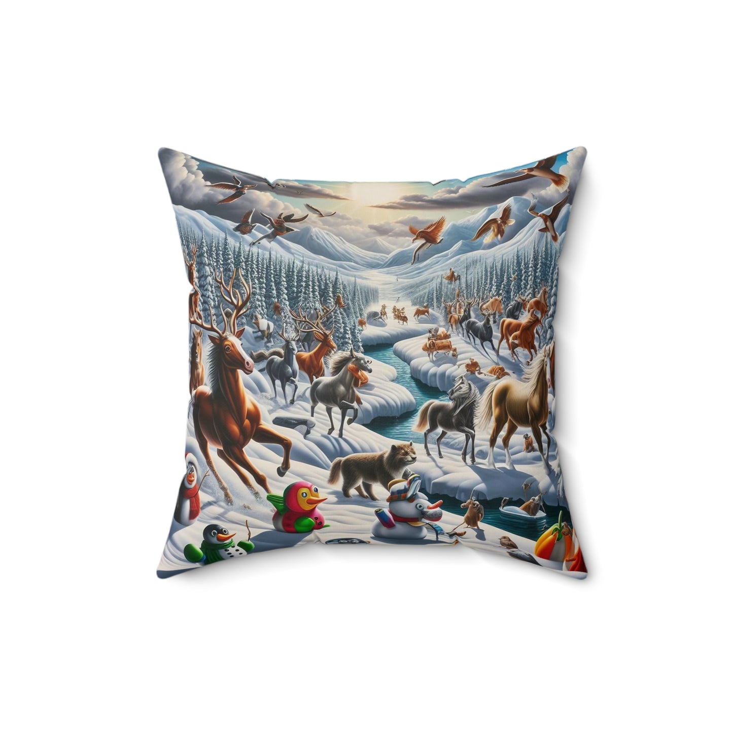 Spun Polyester Square Pillow - Winter 140