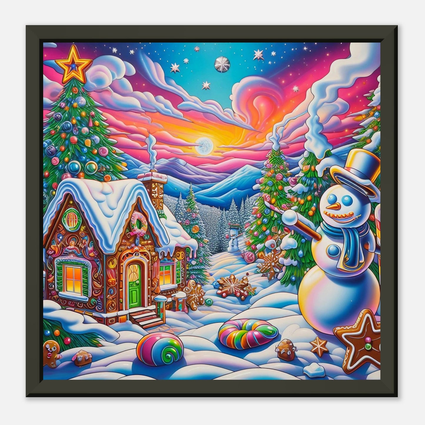 Wall art - Snowman and Gingerbread House